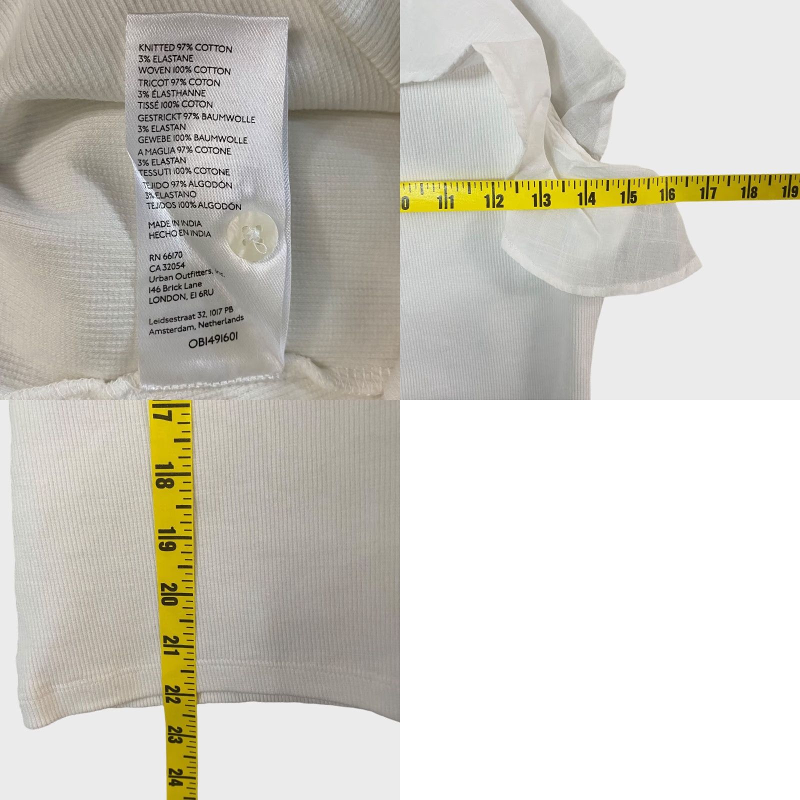 Anthropologie VINTAGE Maeve Anthropologie Women's Tank Top Sleeveless Ruffle Halter Cotton Blend Small White Blouse Size S / US 4 / IT 40 - 8 Thumbnail