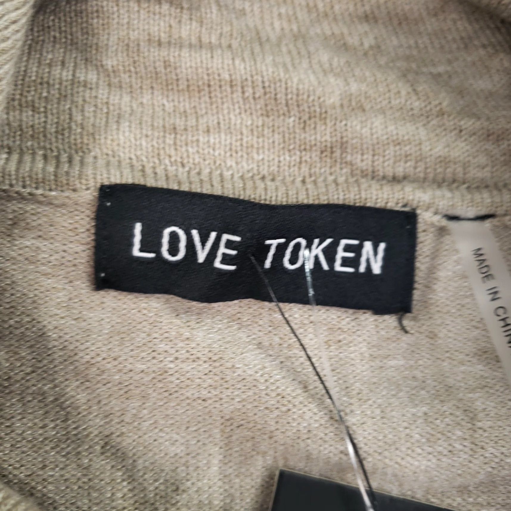 Vintage Love Token Sweater Womens Large Beige Brown Pullover Turtleneck Knit Two Tone Size L / US 10 / IT 46 - 5 Thumbnail