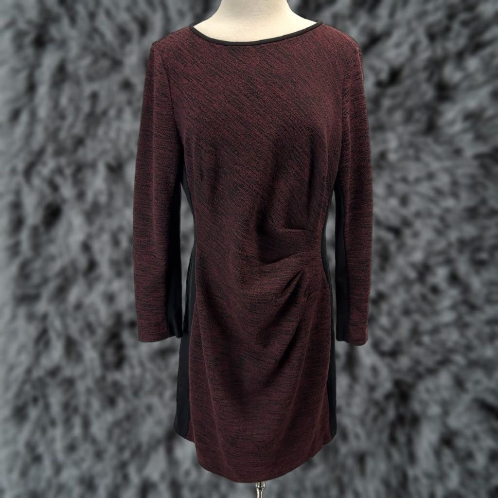 Ralph Lauren VINTAGE Lauren Ralph Lauren Women’s Sheath Dress Size 16 Knee-Length 2 Tone Maroon Black Stretch Office Career Size XXL / US 16-18 / IT 52-54 - 1 Thumbnail