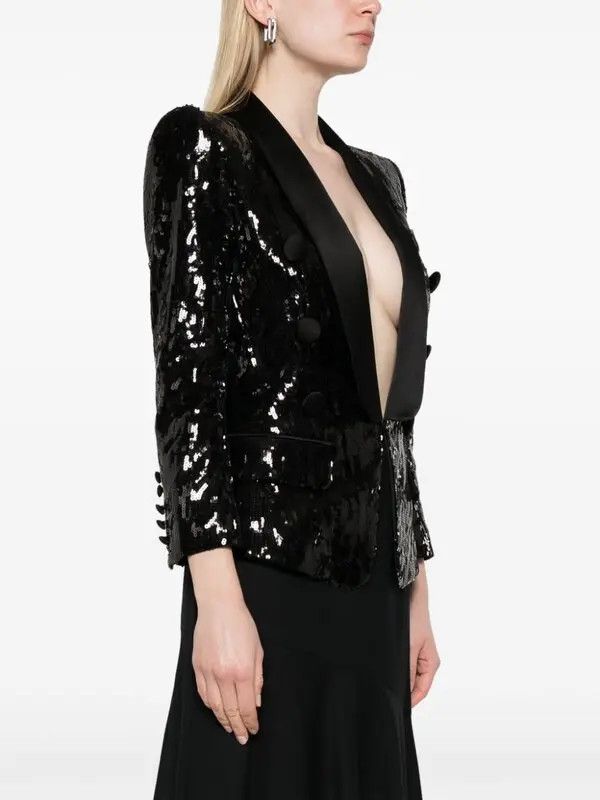Balmain o1s1wg111225 Sequinned Blazer in Black Size L / US 10 / IT 46 - 3 Thumbnail