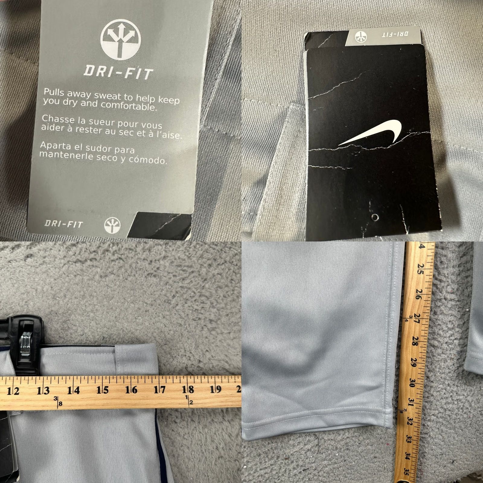 Nike Nike Dri-Fit Men Baseball Pants Medium Light Gray Sweatpants Pocket NEW Size US 31 - 8 Thumbnail
