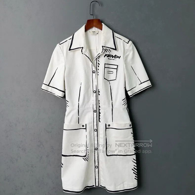 Fendi Fendi California Sky Series Cartoon Style White Dress Size XS / US 0-2 / IT 36-38 - 1 Thumbnail