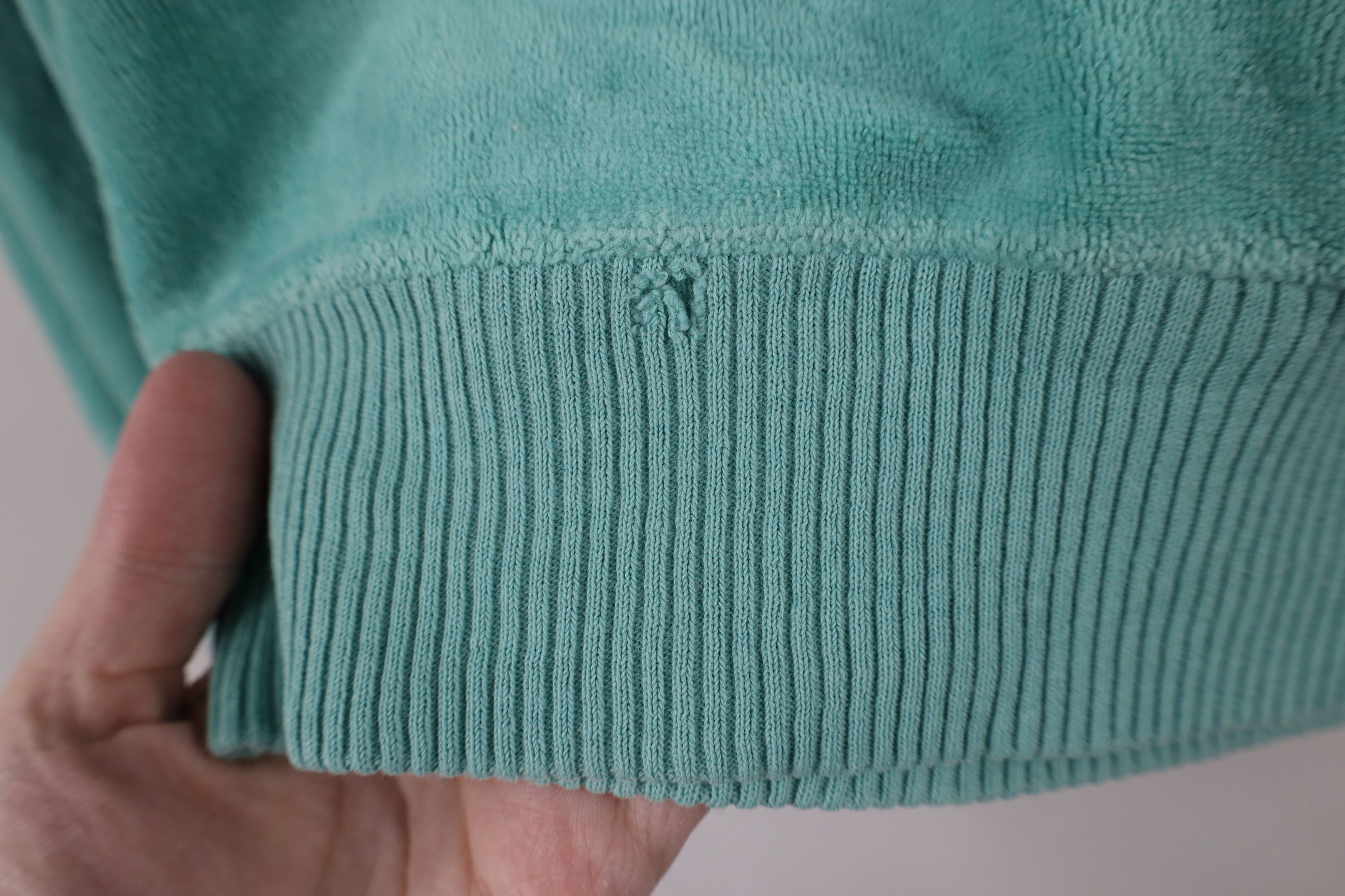 Vintage Vintage 70s Streetwear Blank Velour Sweater Teal USA Size L / US 10 / IT 46 - 9 Thumbnail