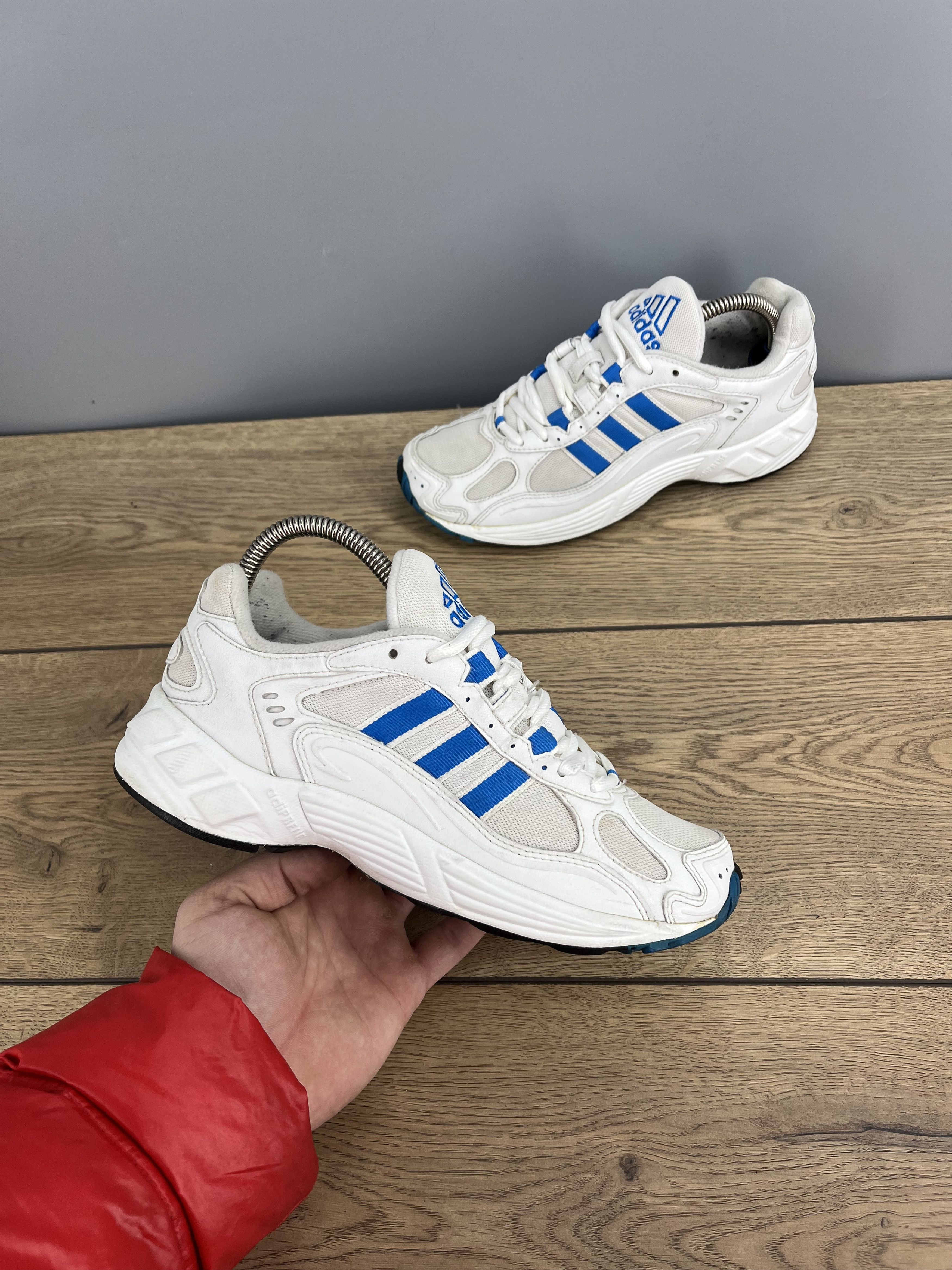 Adidas Vintage 90s Adidas Sneakers White Blue Trainers EU 38 Size US 6.5 / IT 36.5 - 1 Thumbnail