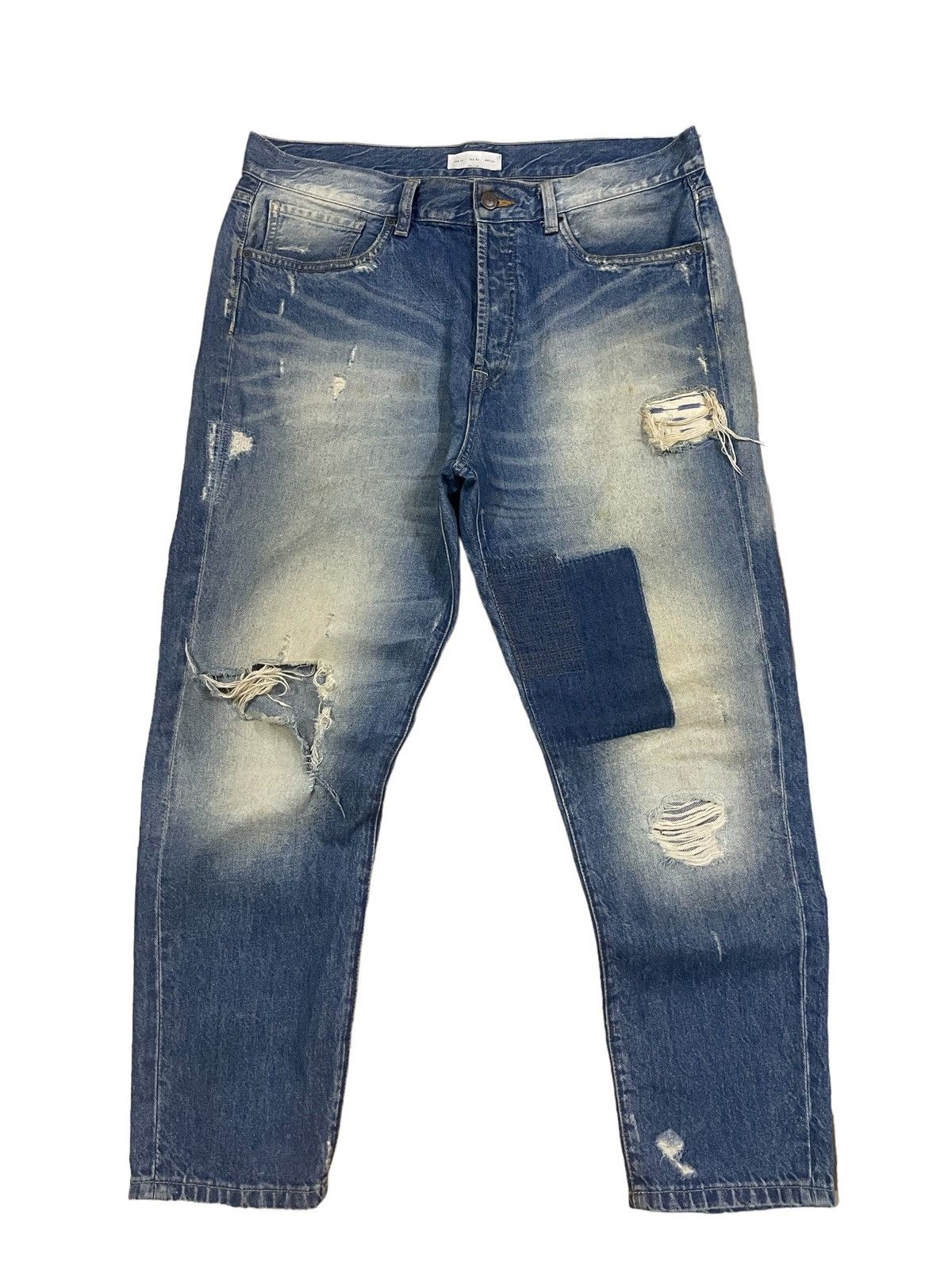 Kapital Vintage Japanese Brand Crazy Denim Wash Boro Tapered Jeans Size US 36 / EU 52 - 10 Thumbnail
