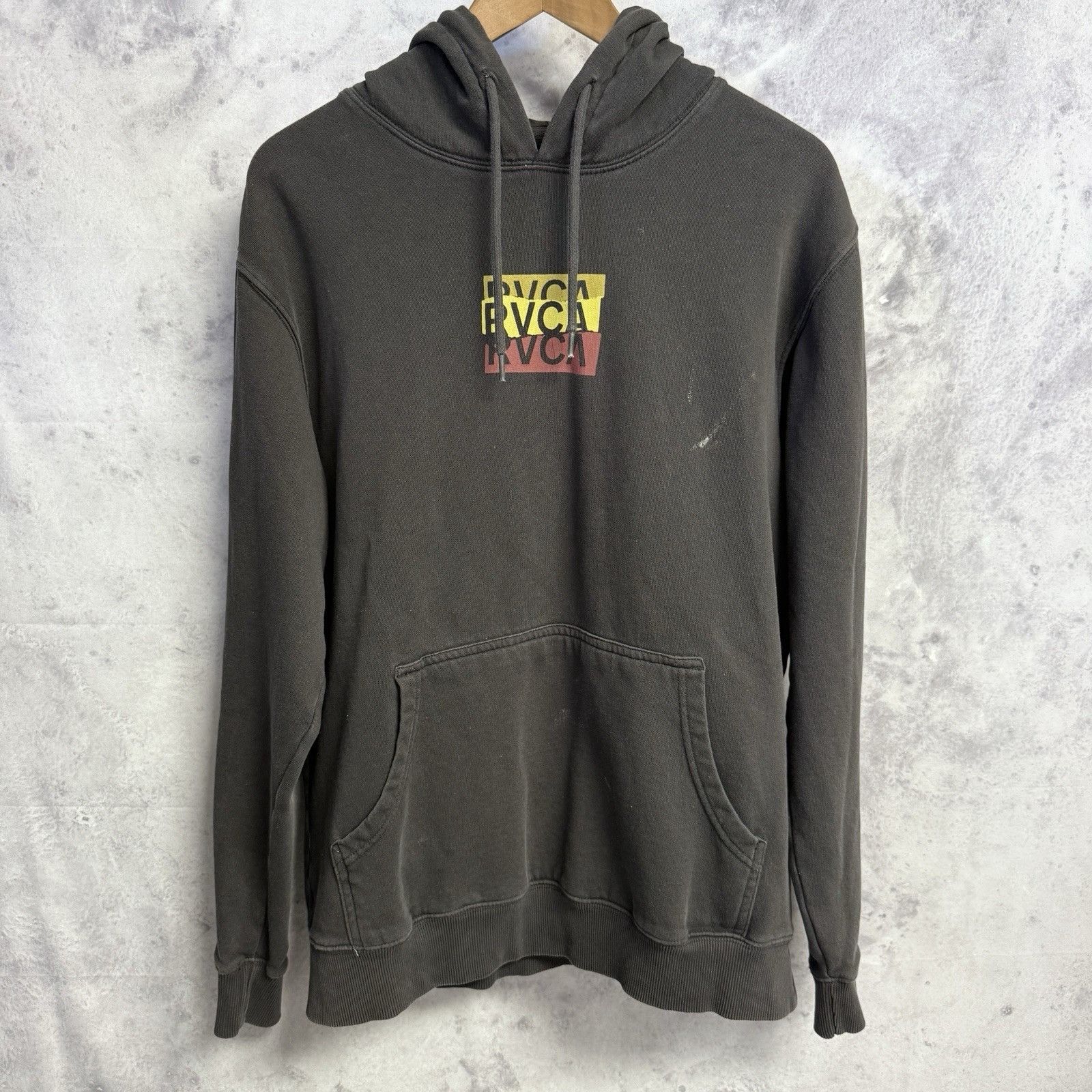 RVCA RVCA Hoodie Sweatshirt Mens Medium Faded Black Surf Skate Size US M / EU 48-50 / 2 - 2 Thumbnail