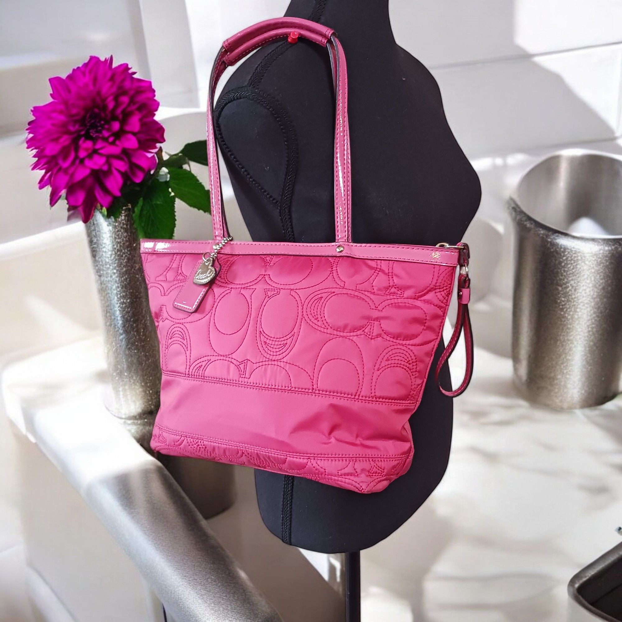Coach Coach Rose Pink Quilted Signature Tote LeatherTrim Size ONE SIZE - 5 Thumbnail