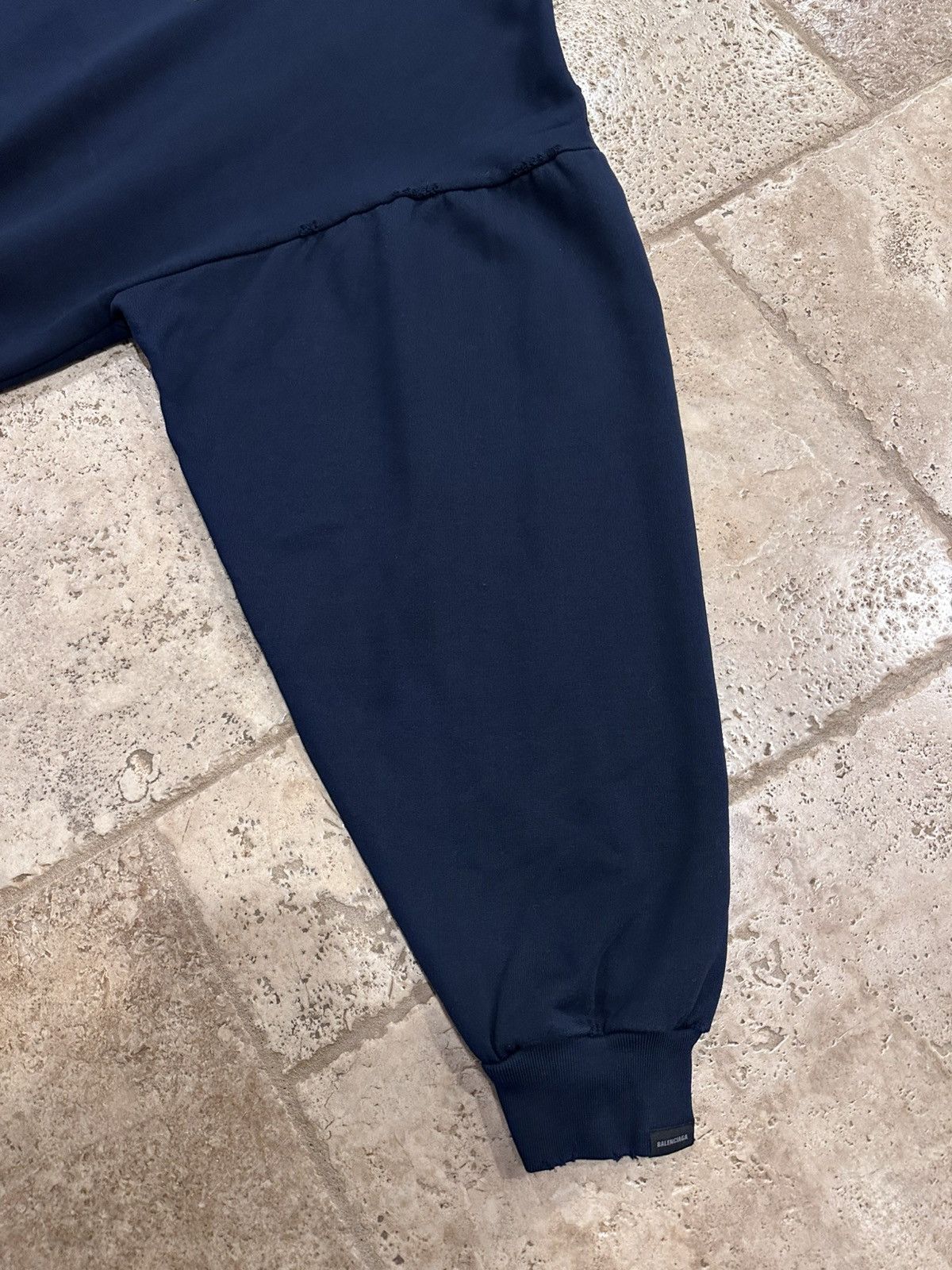 Balenciaga Balenciaga “Be Nice” France Dark Navy 2023 Distressed Hoodie Size US XL / EU 56 / 4 - 4 Thumbnail