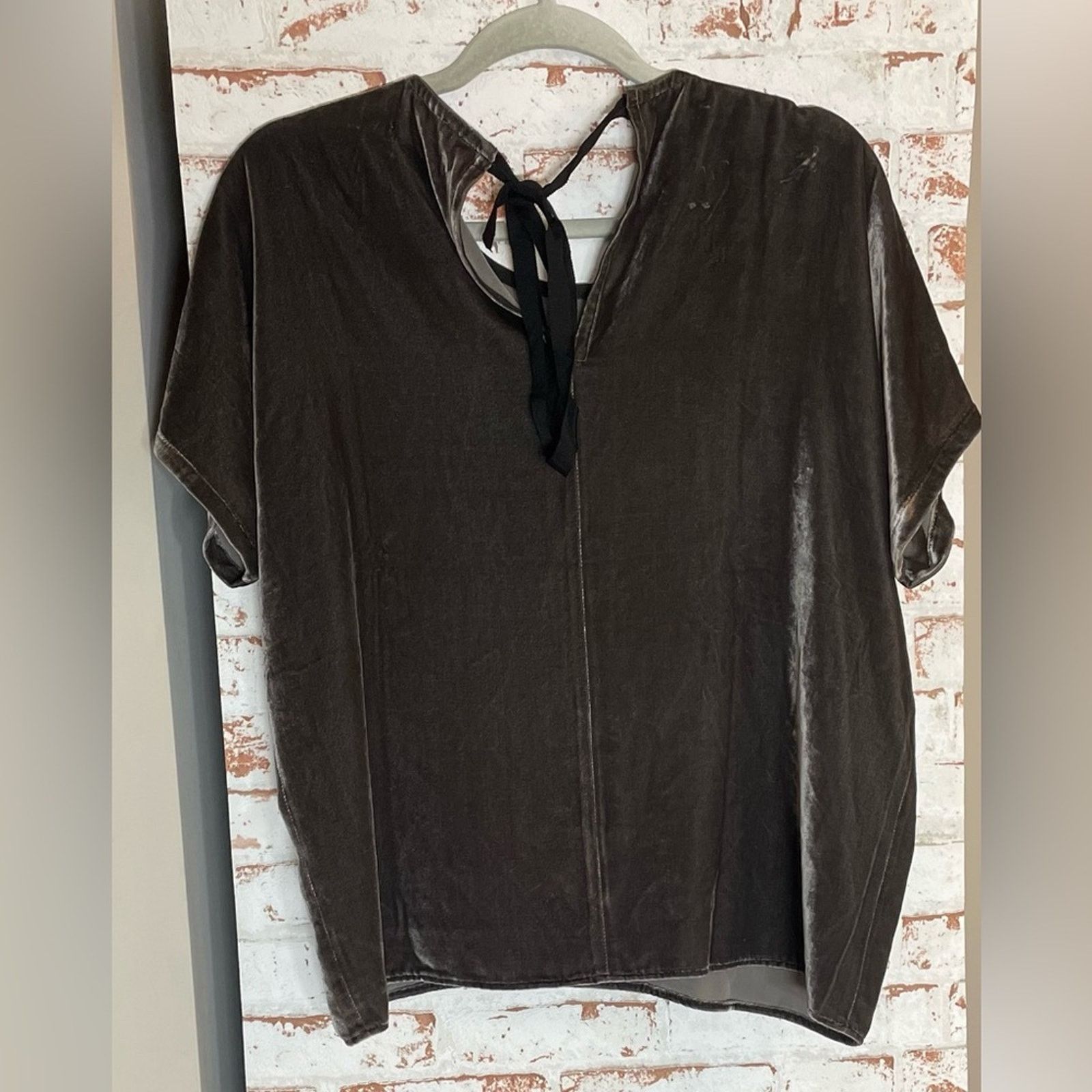 Madewell Madewell Charcoal Velvet Short Sleeve Top Size M / US 6-8 / IT 42-44 - 2 Thumbnail