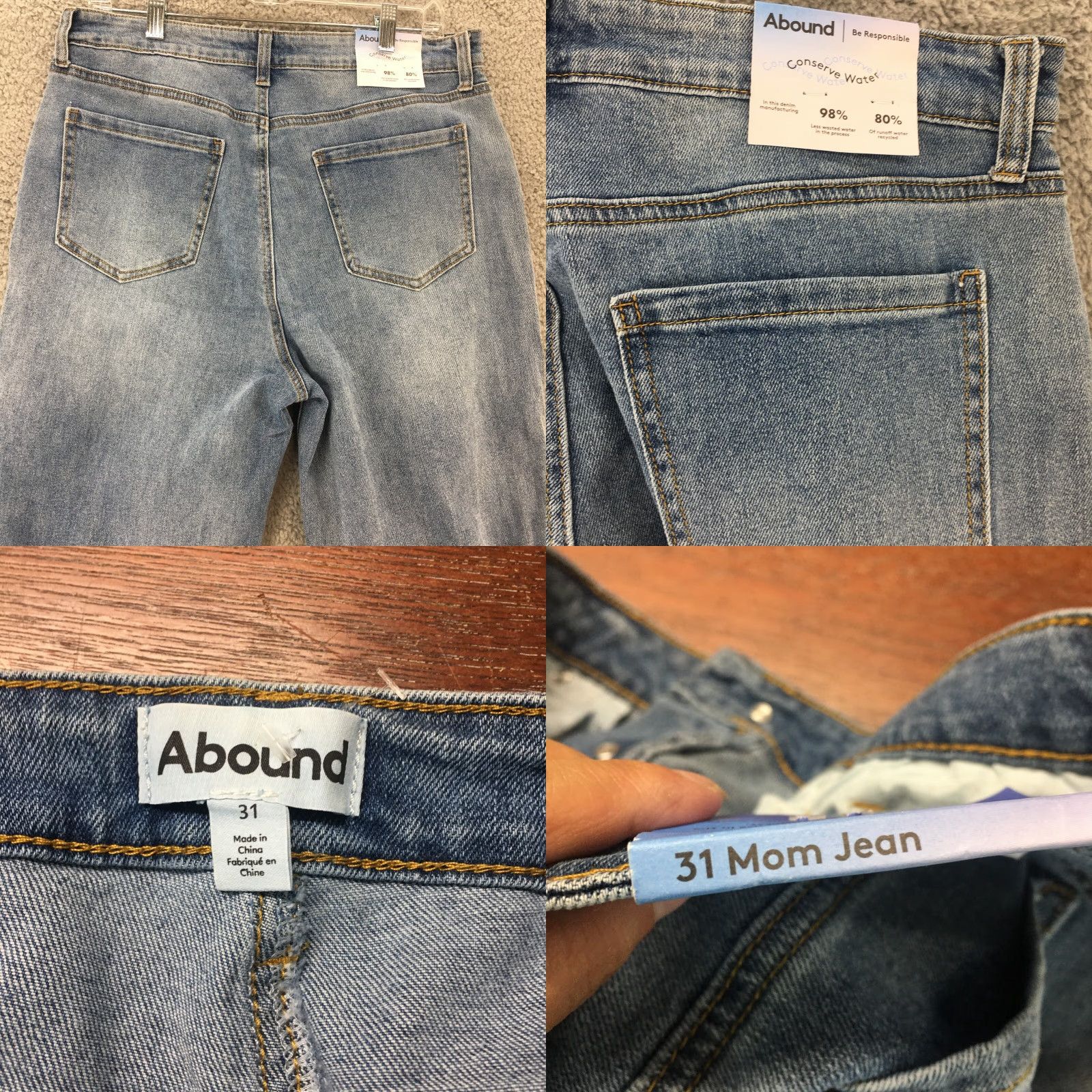 Vintage ABOUND Mom Jeans Womens 31 Blue Light Wash Denim Button Fly Ripped Knee Hi Rise Jeans Womens 31 Blue Light Wash Distressed Pockets 5-Pocket Denim Size 24" / US 00 / IT 34 - 9 Thumbnail