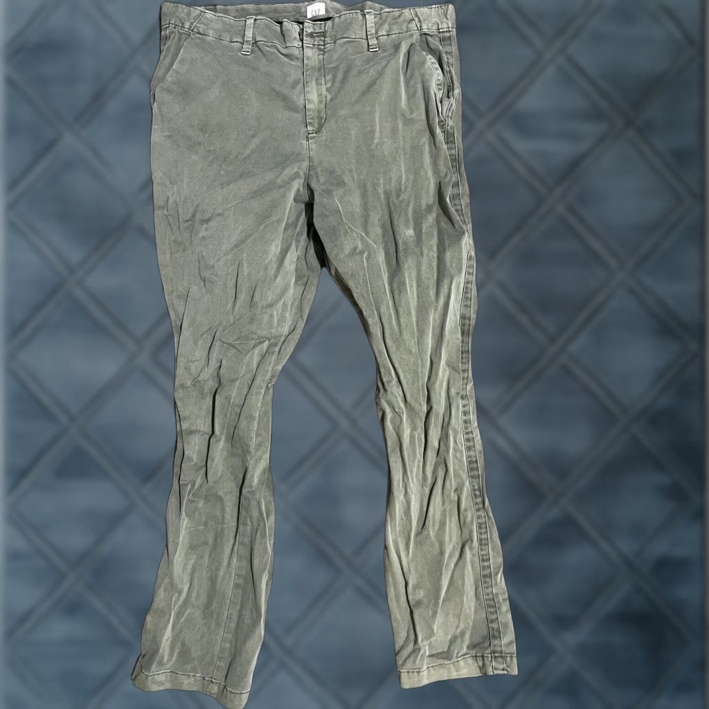 Gap Gap Women Pants 10 Reg Girlfriend Chino Stretch Green Distressed Size 32" / US 10 / IT 46 - 1 Thumbnail