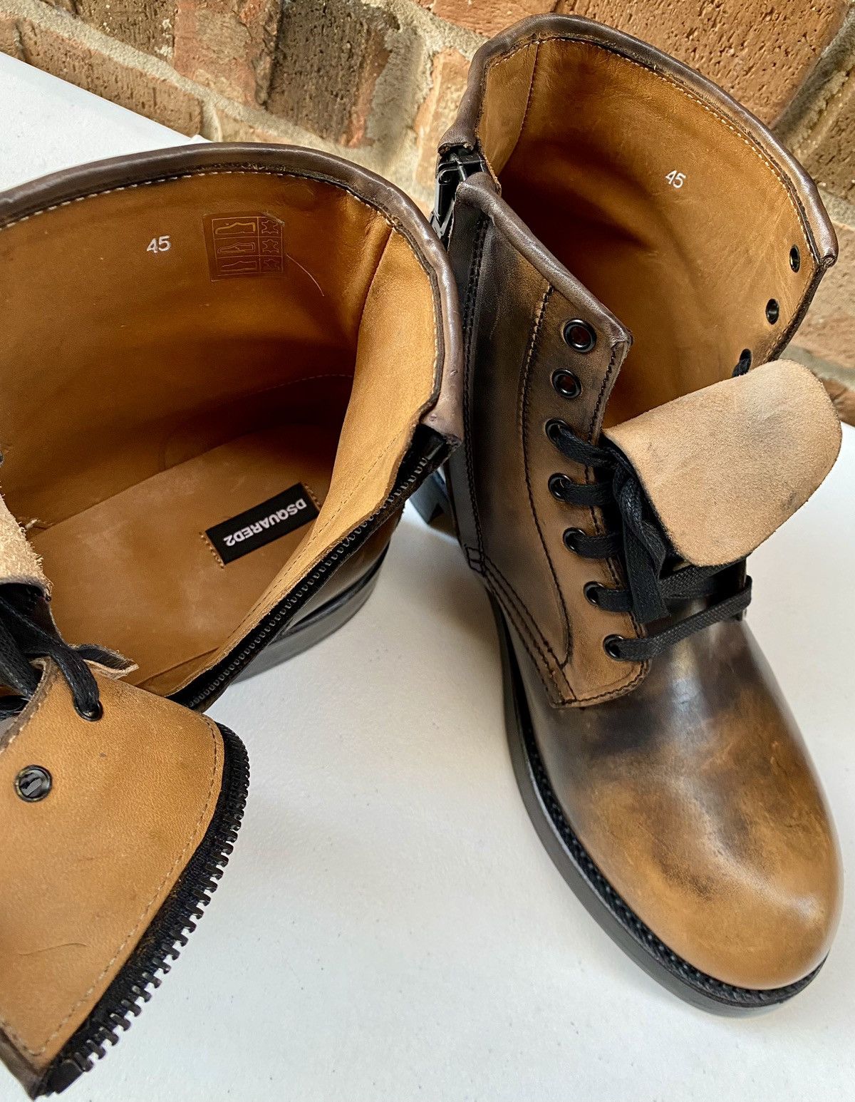Dsquared2 Dsquared2 🇮🇹 marbled Brown calf Goodyear ankle boots 12 NEW Size US 12 / EU 45 - 13 Thumbnail