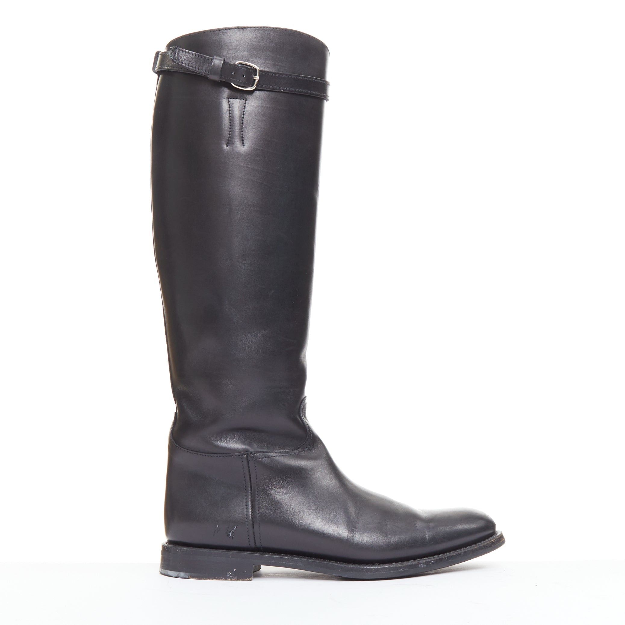 Church's CHURCH'S Michelle G. black leather silver buckle tall riding boots EU37 Size US 7 / IT 37 - 1 Thumbnail