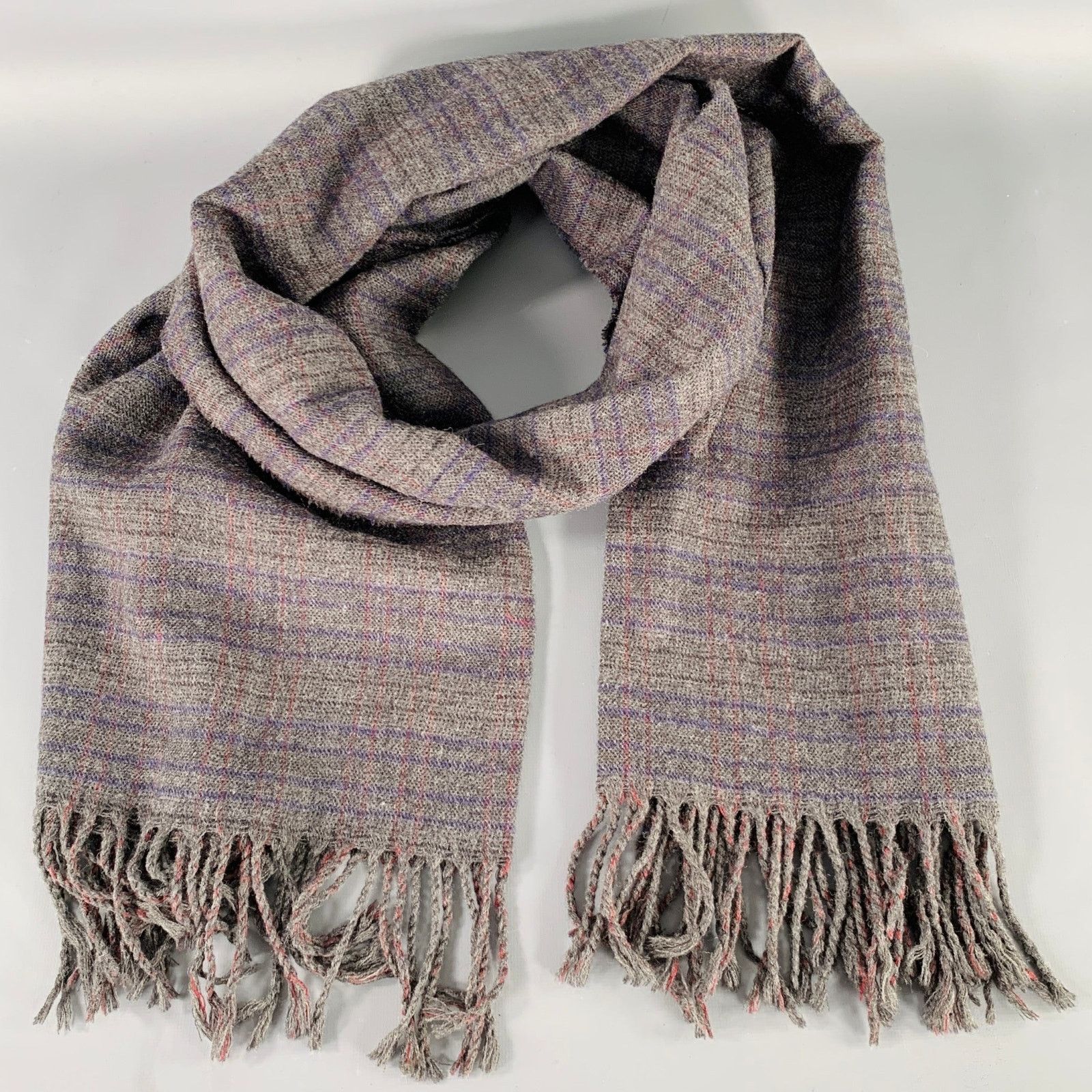 Scotch & Soda SCOTCH AND SODA Grey Navy Stripe Wool Blend Woven Scarf Size ONE SIZE - 1 Thumbnail