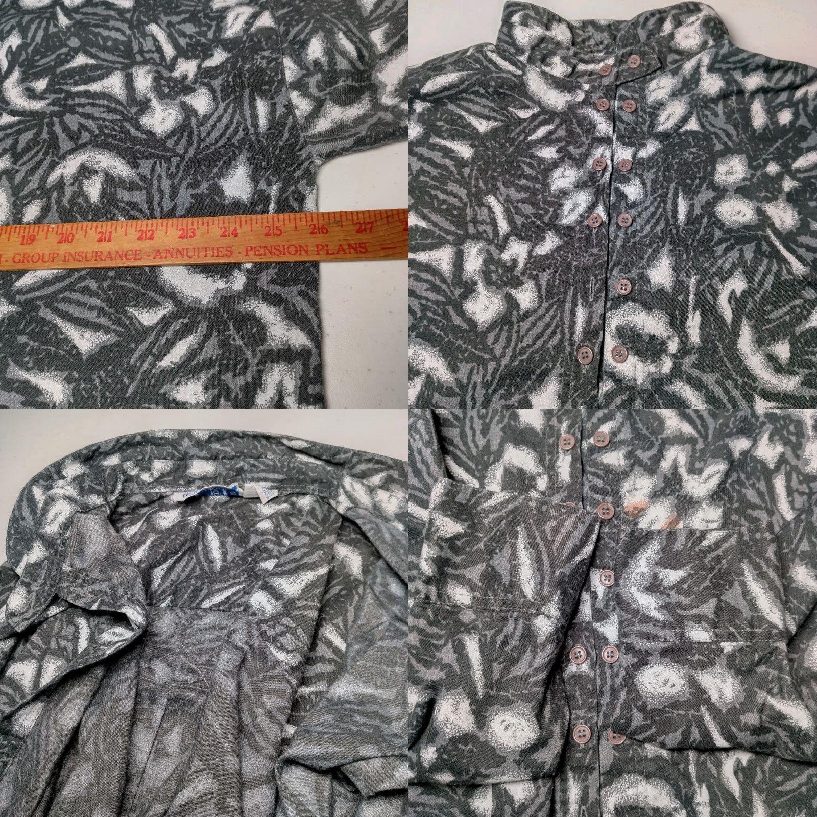 Etro VINTAGE Measure Up Shirt Men 2XL Gray Floral Abstract Retro Long Sleeve Button-Up Size US XXL / EU 58 / 5 - 8 Thumbnail