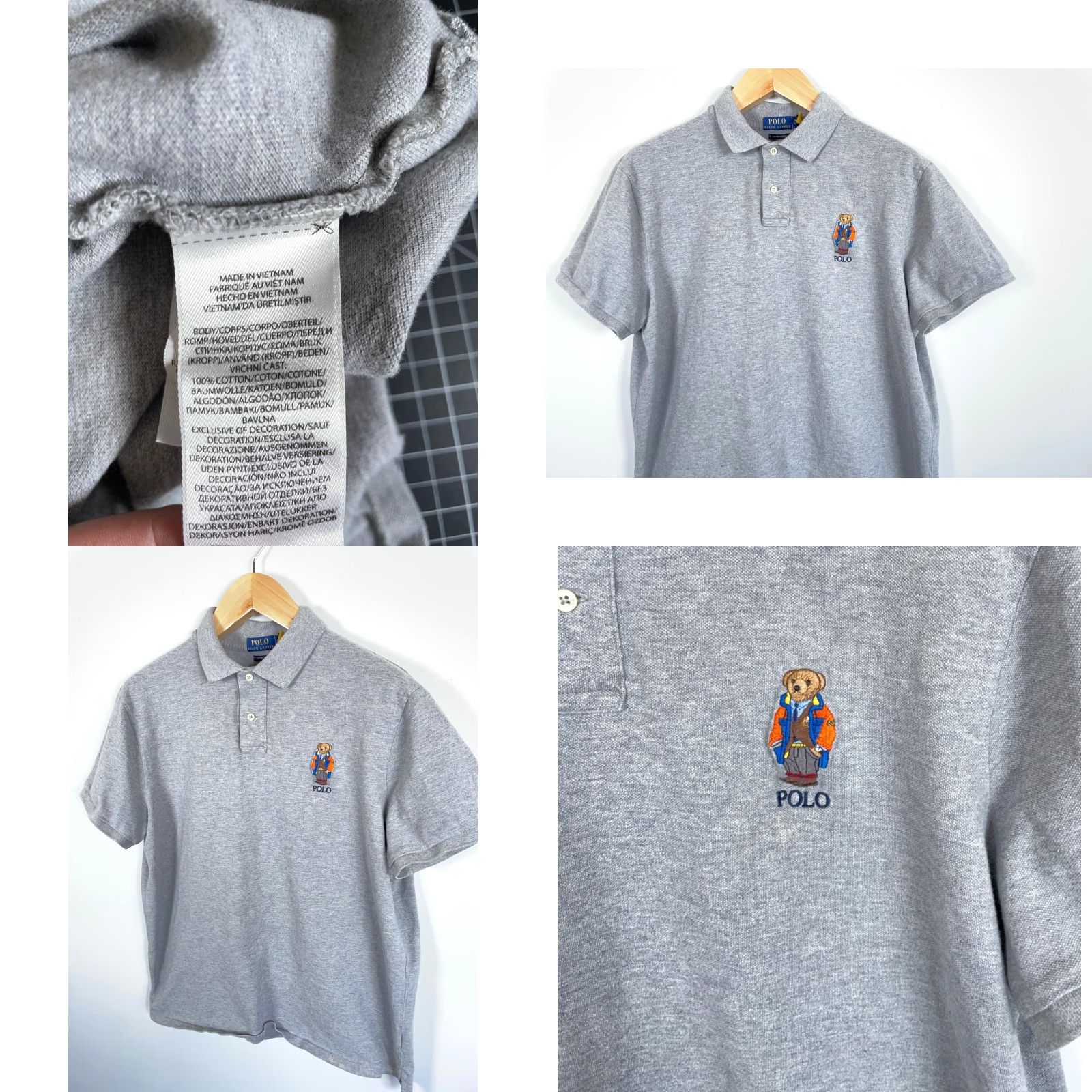 Polo Ralph Lauren VINTAGE Polo Ralph Lauren Polo Bear Shirt Mens XL Gray Custom Slim Fit Embroidered 90s Retro Preppy Classic Size US XL / EU 56 / 4 - 8 Thumbnail