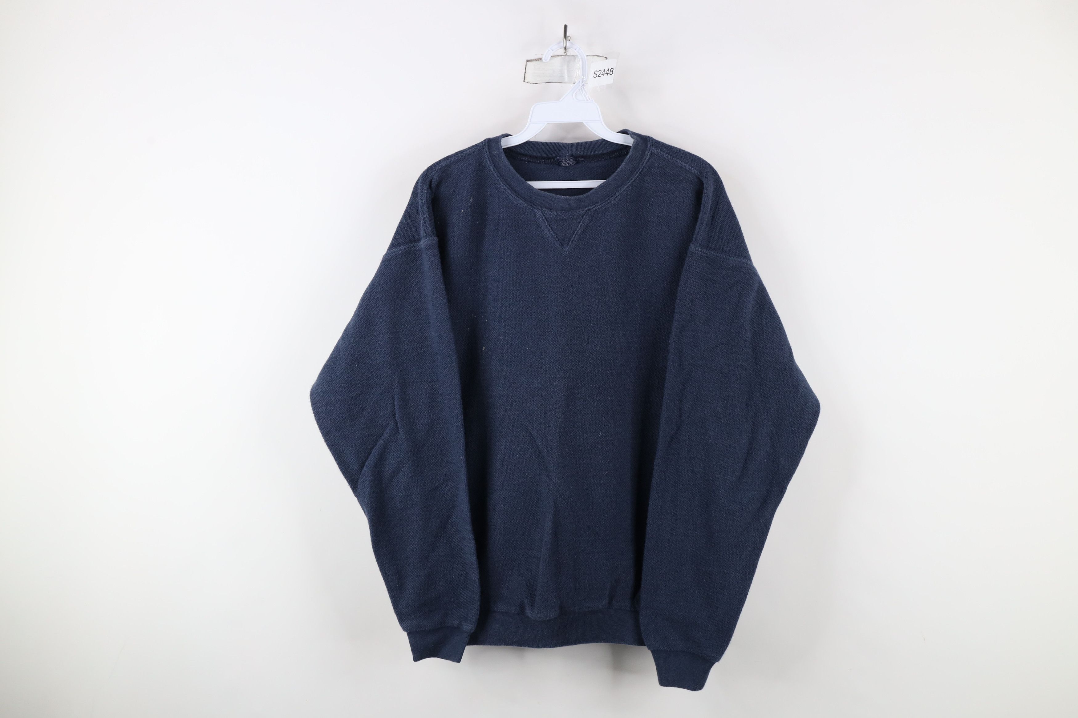 Lands' End × Vintage Vintage 90s Lands End Thermal Waffle Knit Sweatshirt USA Size L / US 10 / IT 46 - 1 Thumbnail