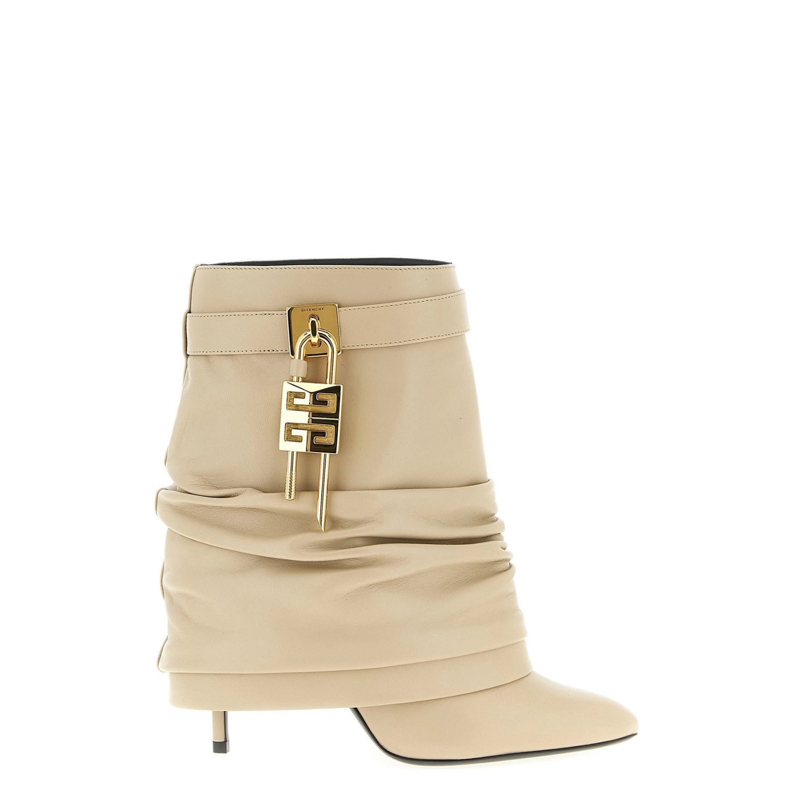 Givenchy GIVENCHY Shark Lock $2190 Ivory Leather 95mm Ankle Boots New Size US 6.5 / IT 36.5 - 1 Thumbnail