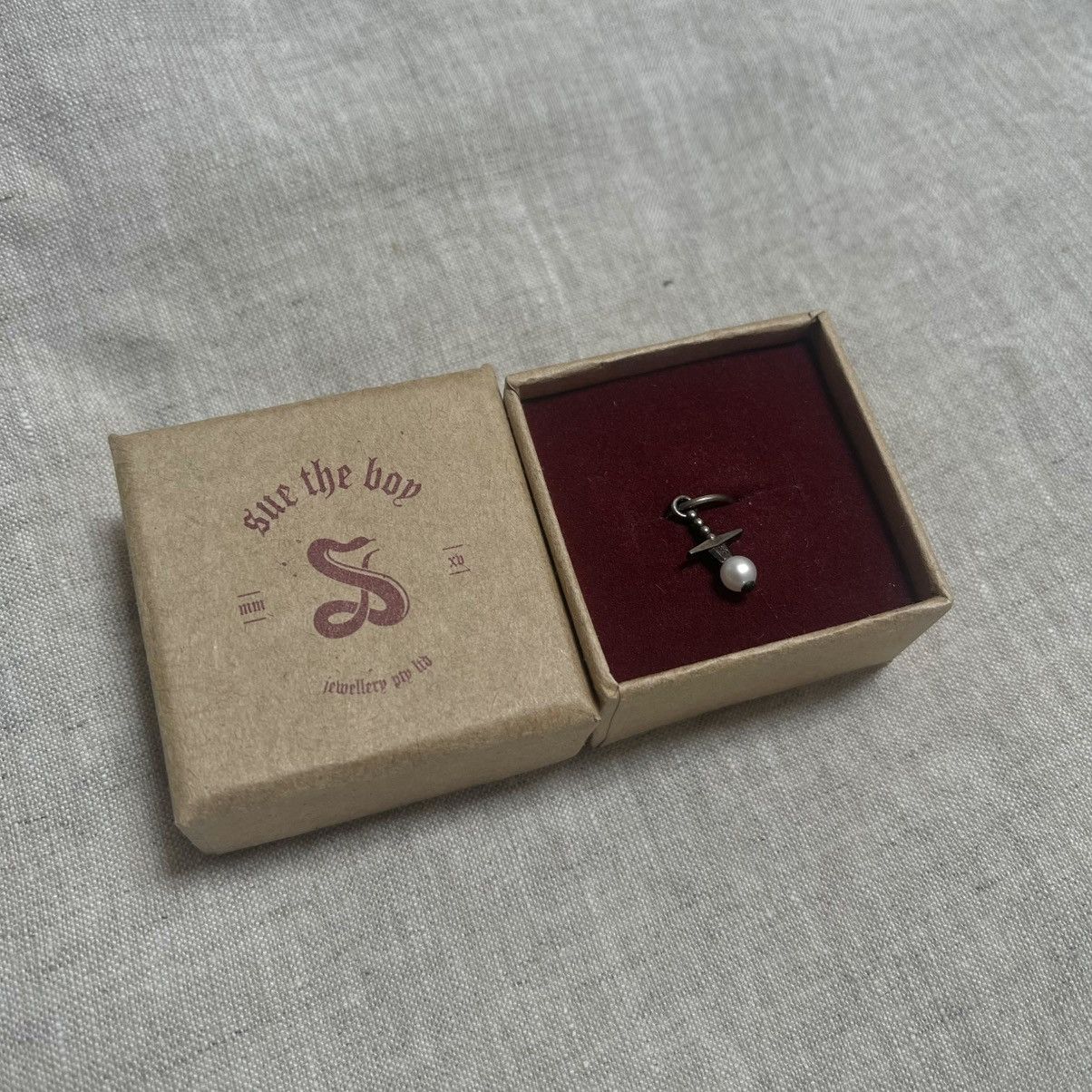 Other Sword + Stone Earring | Sue The Boy | Silver / Pearl Hoop Size ONE SIZE - 3 Thumbnail