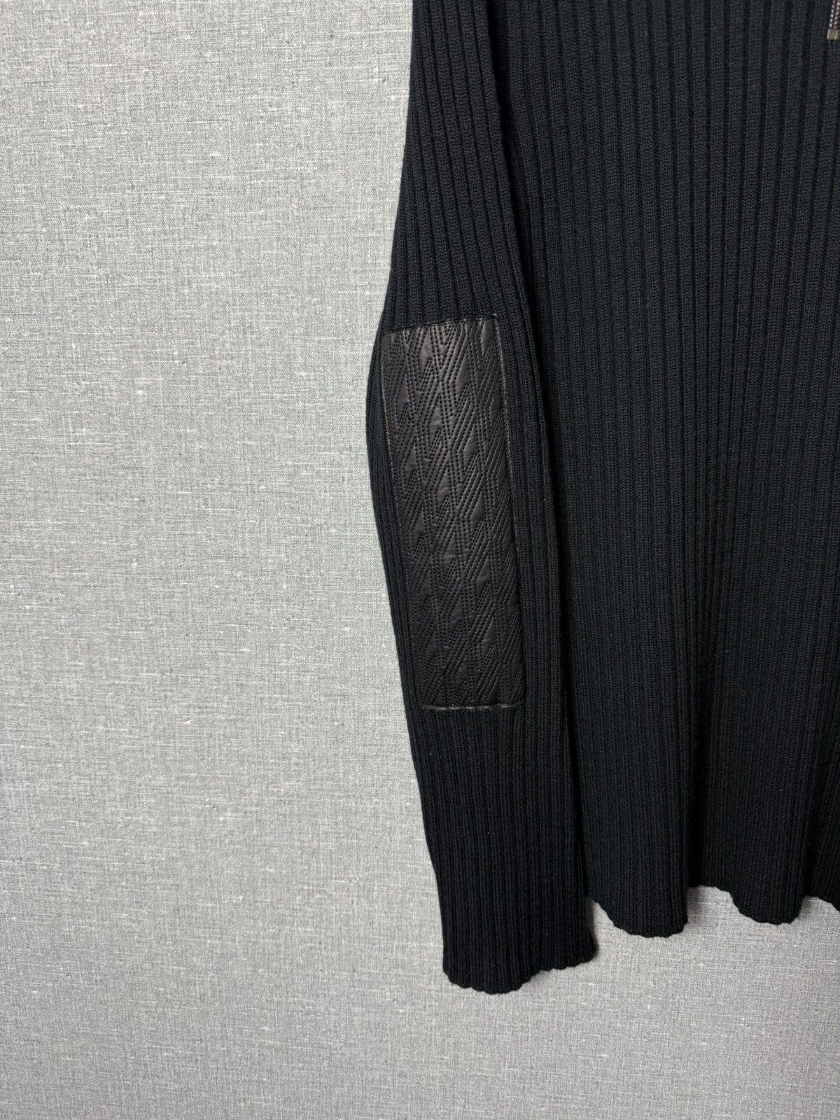 Versace Versace Collection Merino Wool Ribbed Sweater w Leather Trim Size US XL / EU 56 / 4 - 9 Thumbnail