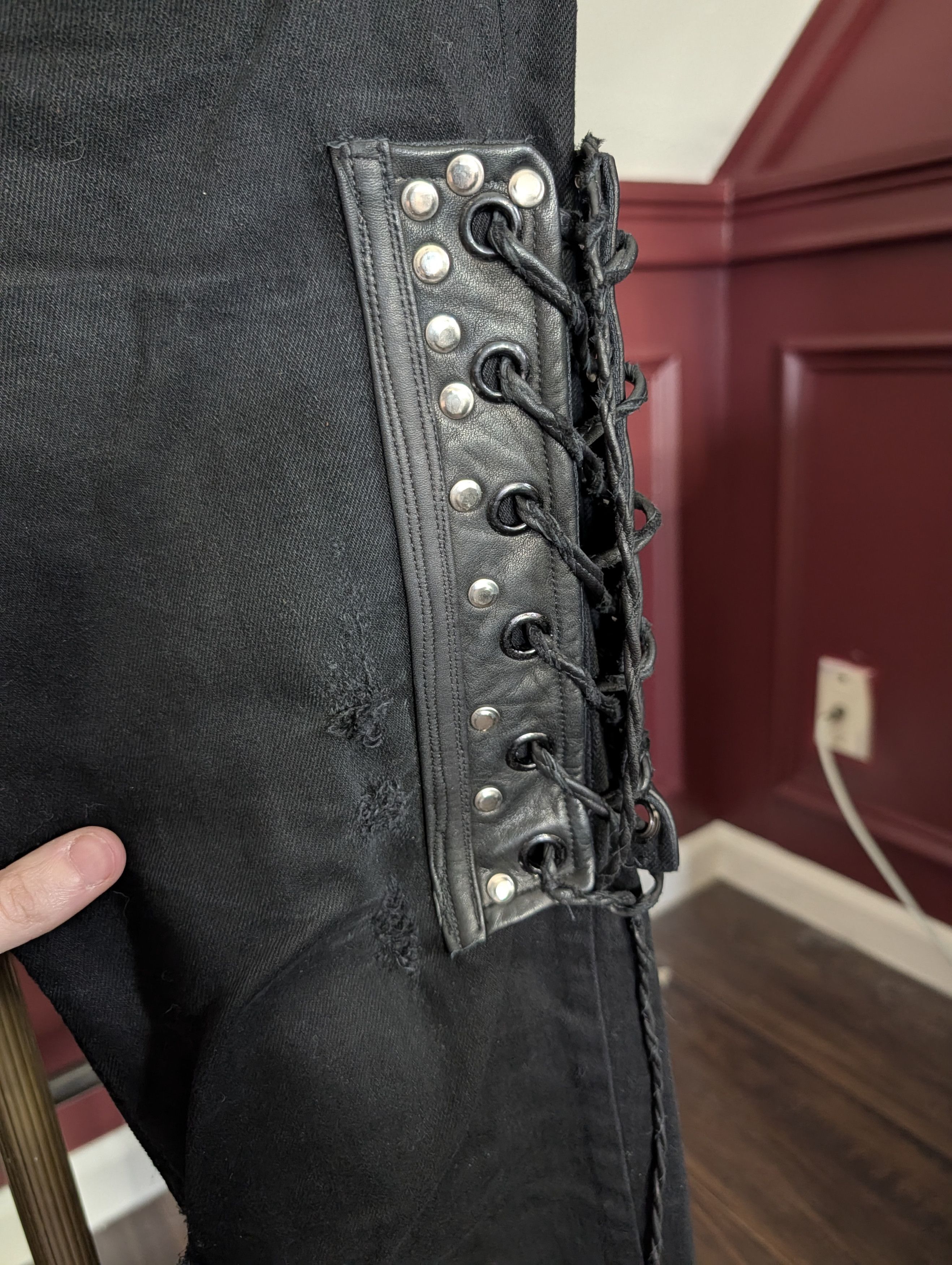 If Six Was Nine SHOHEI TAKAMIYA 1/1 leather studded pierced flared jeans Size US 30 / EU 46 - 5 Thumbnail