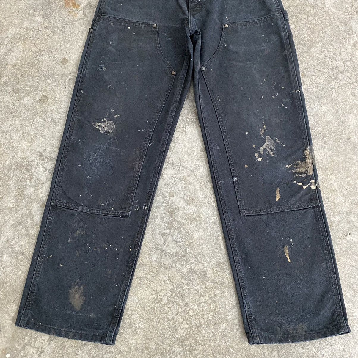 Carhartt VTG Carhartt Double Knee Faded Black Stained Carpenter Pants Size US 31 - 5 Thumbnail