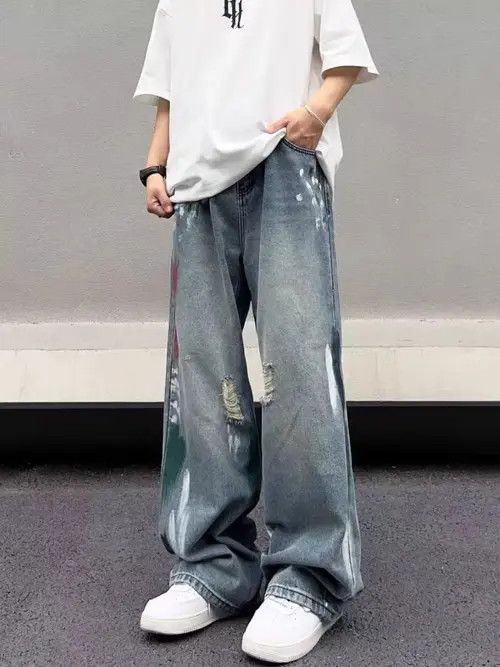VIBE Washed and ripped baggy jeans Size US 34 / EU 50 - 1 Preview