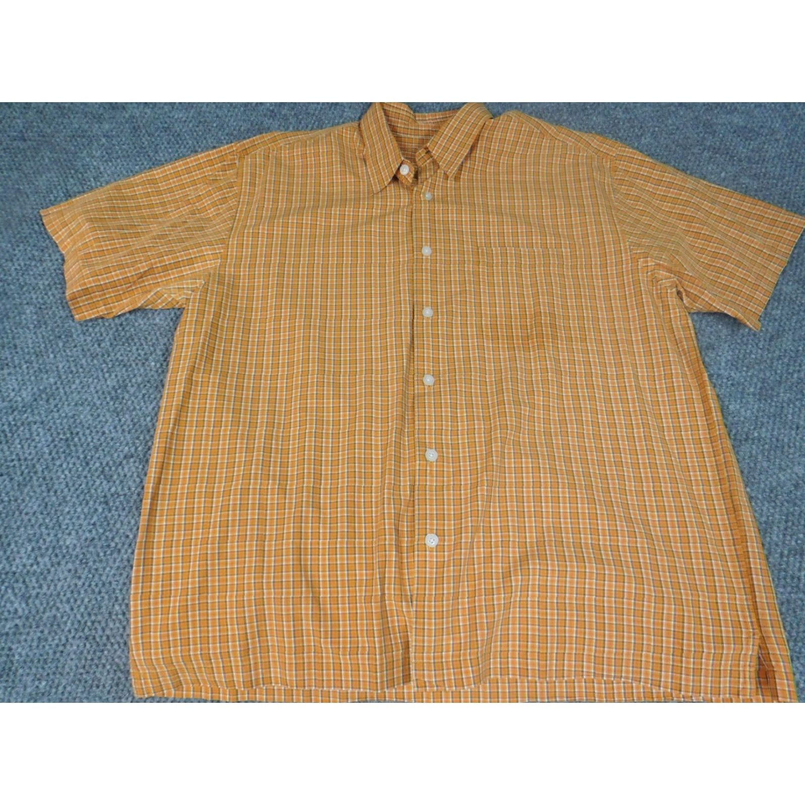 Old Navy Old Navy Shirt Mens Large Orange Plaid Button-Down Collared Short Sleeve Casual Button-Up Pocketed Size US L / EU 52-54 / 3 - 3 Thumbnail