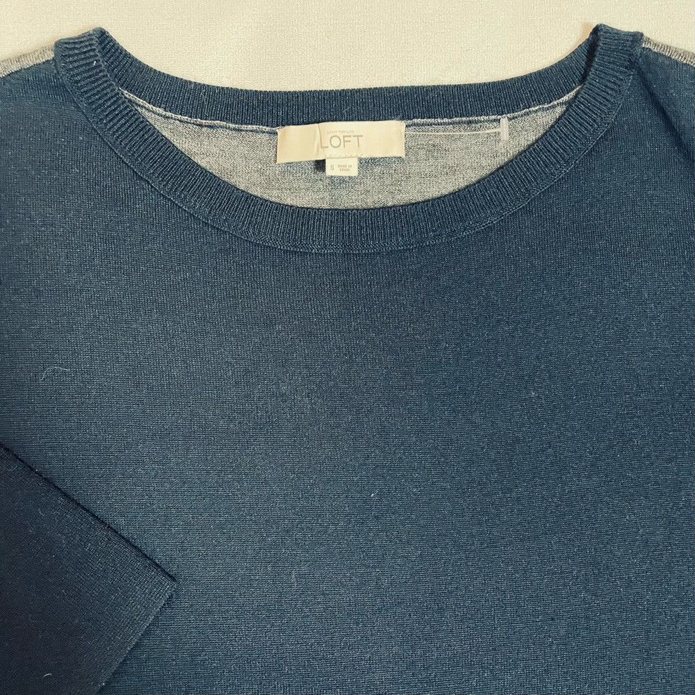 Loft Ann Taylor Loft Wool Blend Colorblock Navy Grey Sweater Siz Size S / US 4 / IT 40 - 9 Thumbnail