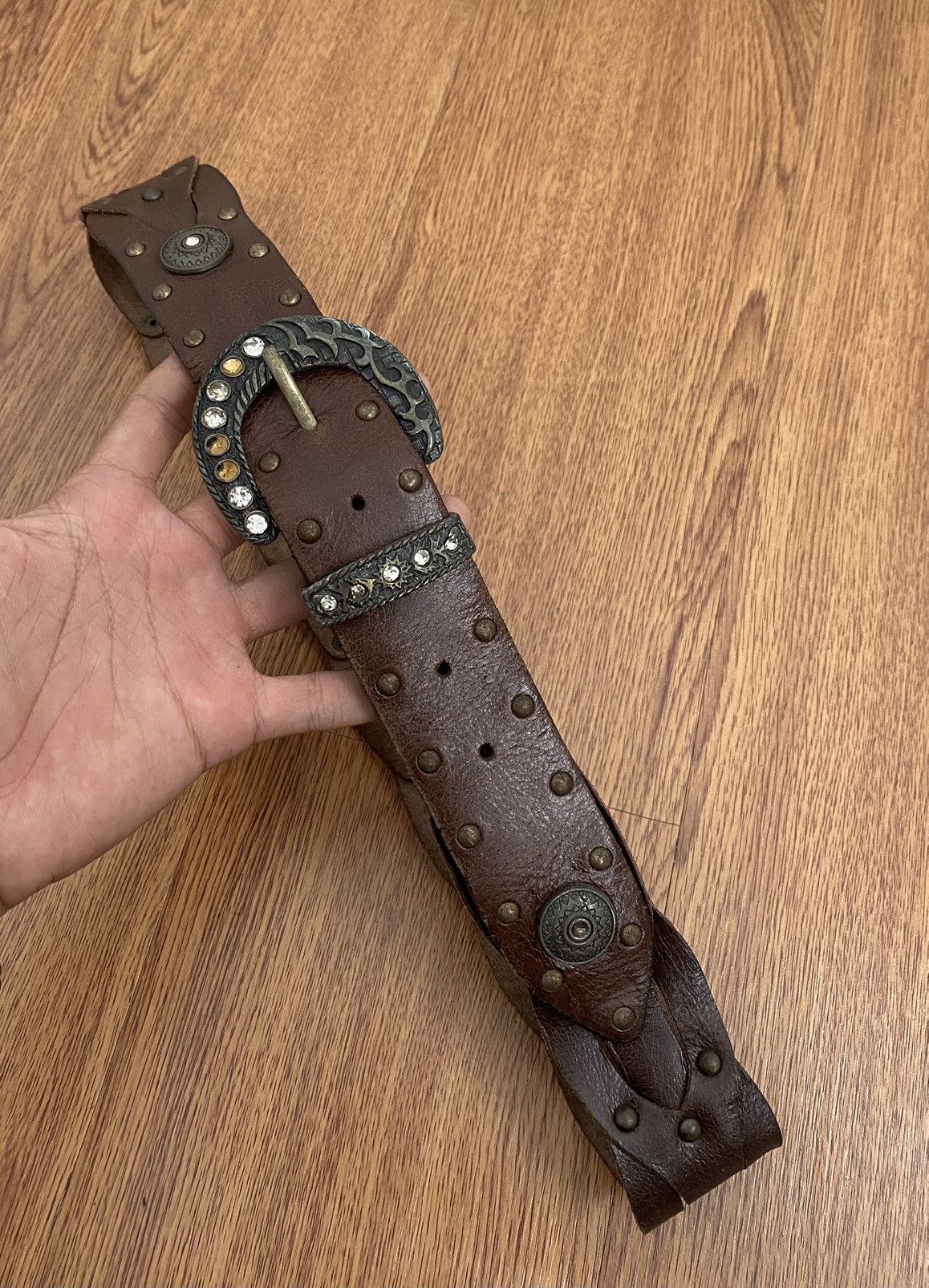 If Six Was Nine × Japanese Brand × KMRii Braided studded crystal leather belt Size ONE SIZE - 5 Thumbnail