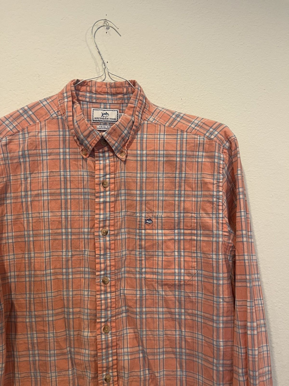 Southern Tide Southern Tide Long Sleeve Men’s Button Down Pink Plaid Linen Size US XL / EU 56 / 4 - 3 Thumbnail