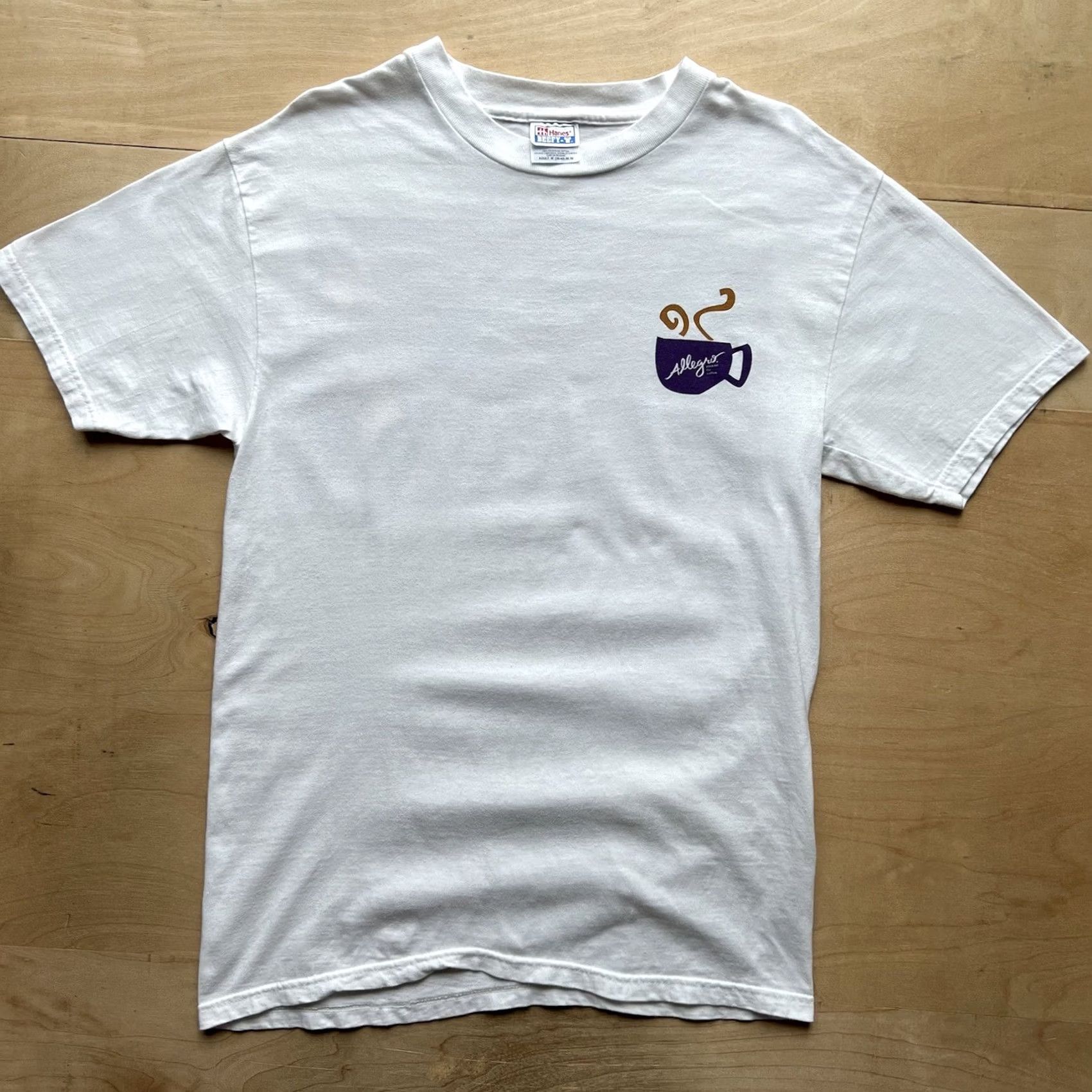 Vintage VINTAGE Allegro Passion For Coffee Shirt M White 90s USA Art Brooklyn New York Mens Shirt Size US M / EU 48-50 / 2 - 3 Thumbnail