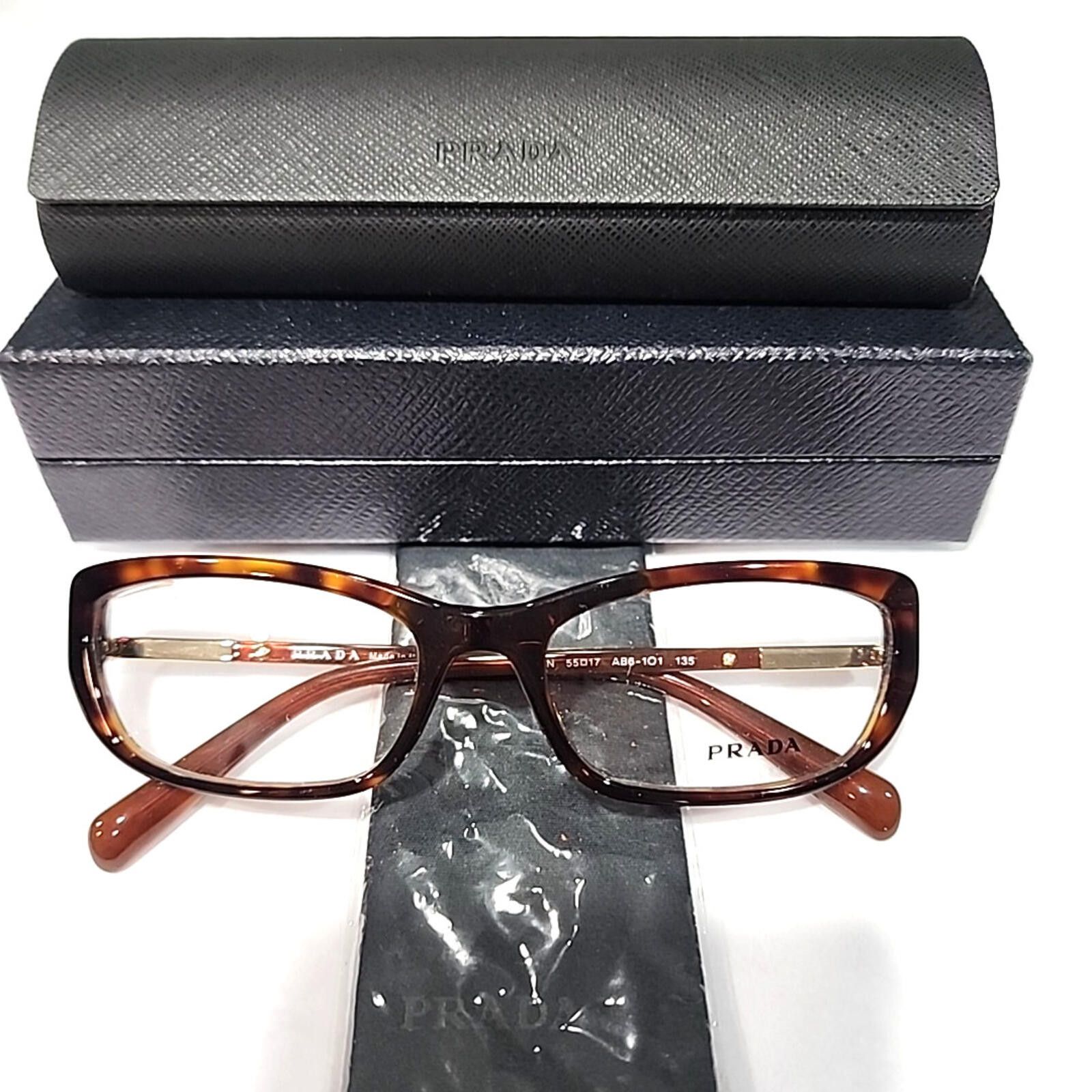 PRADA VPR 58L Black Silver Crest Eyeglasses 1BO-101 51-14-135 Vintage Y2K Prada Eyeglasses VPR 08F 2BJ-1O1 Black Crystals Rectangular  main image 2