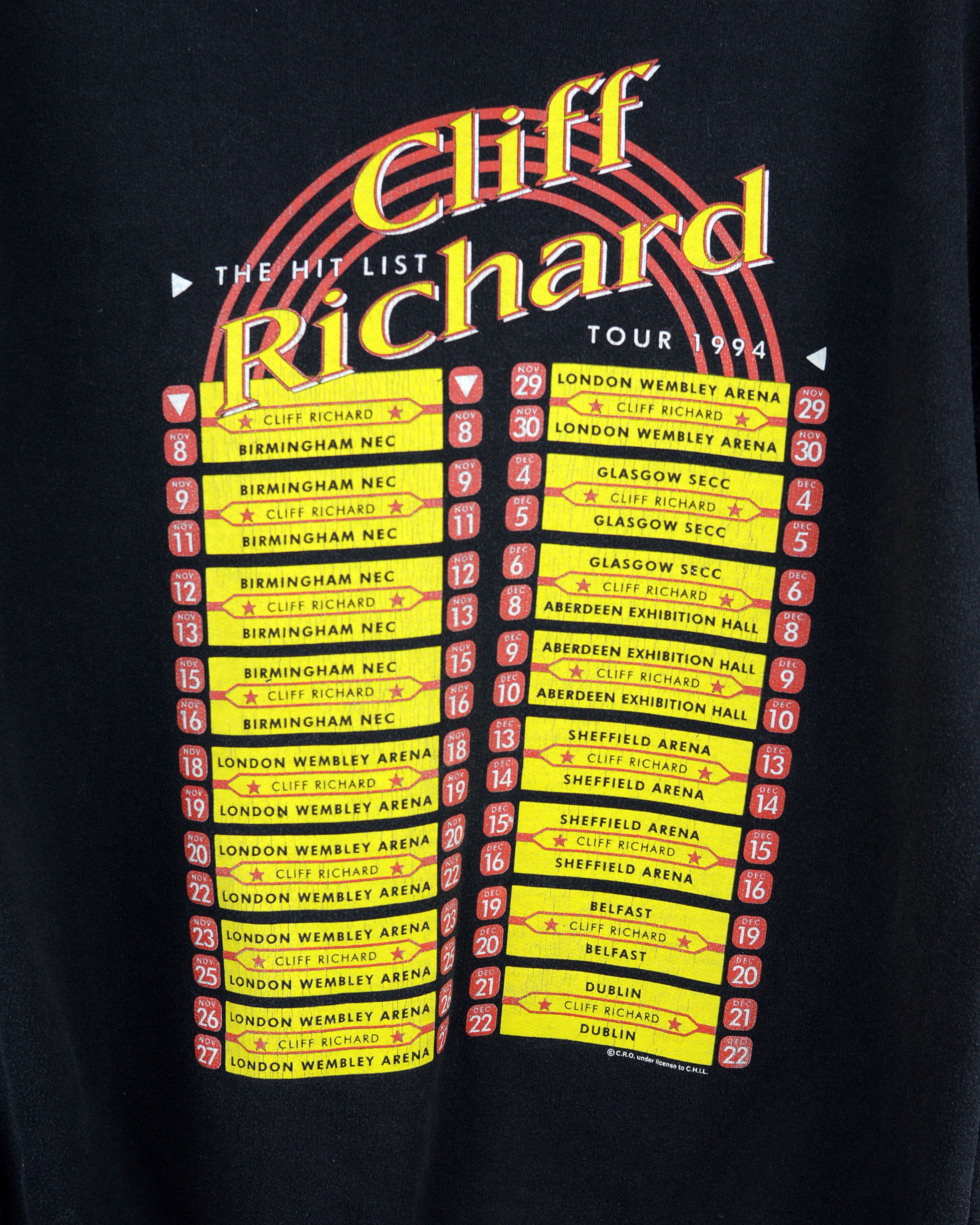 Vintage Vintage Cliff Richard The Hit List 1994 tour sweatshirt Size US L / EU 52-54 / 3 - 5 Thumbnail
