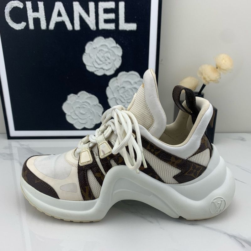 Louis Vuitton Louis Vuitton White and Brown Casual Sneakers - Size US 5.5 / EU 38 - 9 Thumbnail