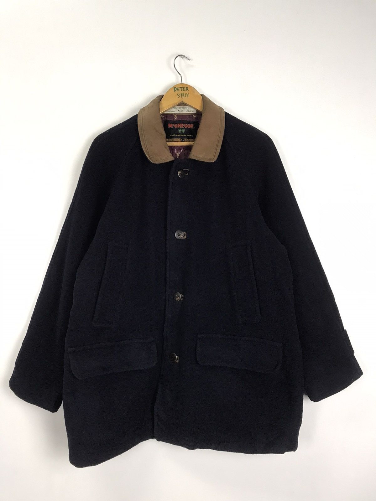 Leather × McGregor × Vintage Vintage McGregor Leather Collar Wool Jacket Size US L / EU 52-54 / 3 - 1 Thumbnail
