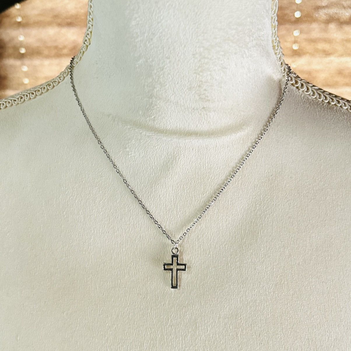 Handmade Handcrafted salvaged vintage open frame cross necklace Size ONE SIZE - 3 Thumbnail