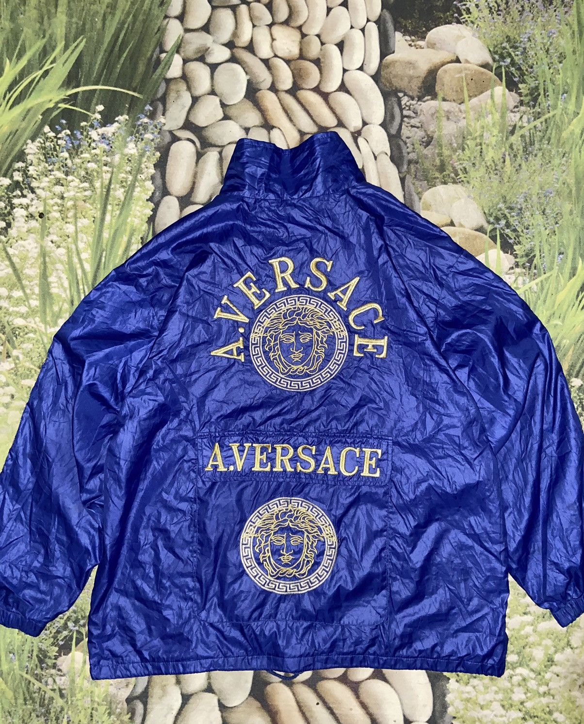 Blue hot sale versace jacket