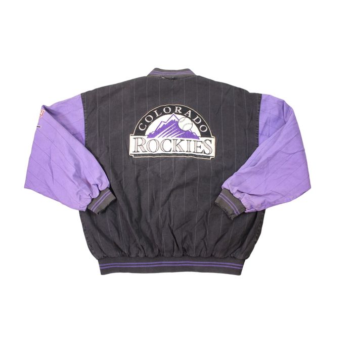 Mirage Vintage Colorado Rockies Baseball Jacket Fill Zip Large Purp