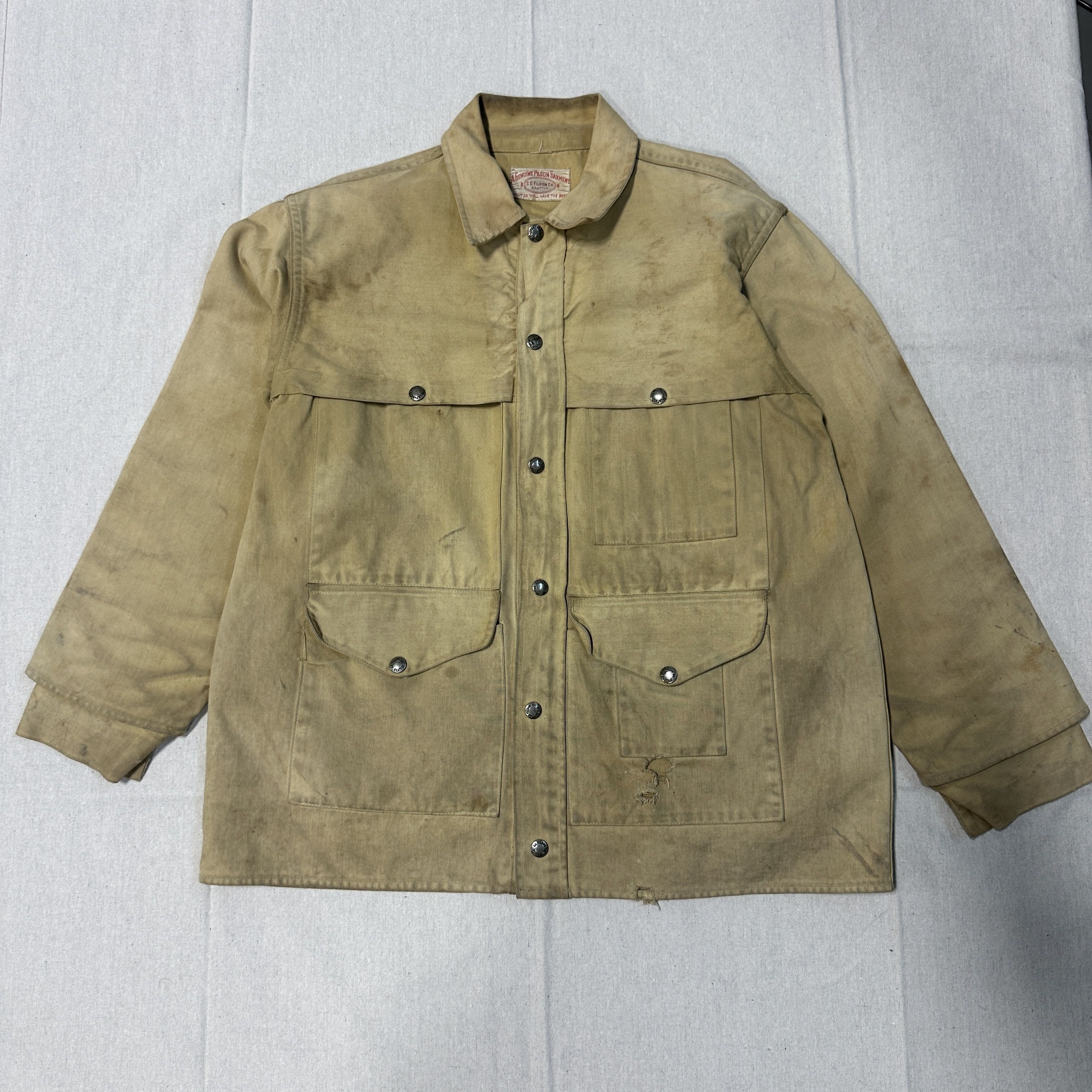 Filson Vintage Filson Tan Canvas Work Jacket Size Large 60s Hunting Cruiser Mackinaw Size US L / EU 52-54 / 3 - 1 Thumbnail