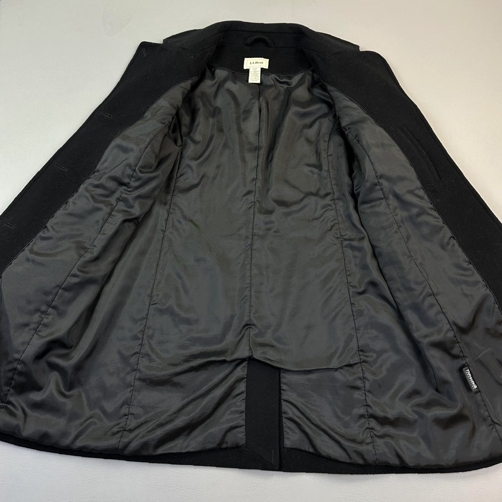 Vintage VINTAGE L.L.Bean Jacket Women Petite 14 Black Lambswool Thinsulate Lined Button Front Coat Size XL / US 12-14 / IT 48-50 - 2 Thumbnail