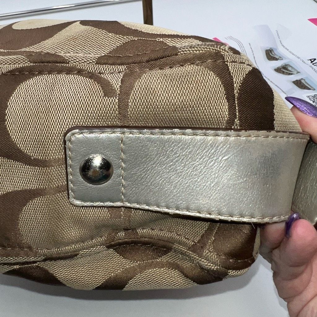 Coach COACH Signature ZOE HOBO Khaki/metallic Jacquard Leather Bag Size ONE SIZE - 10 Thumbnail