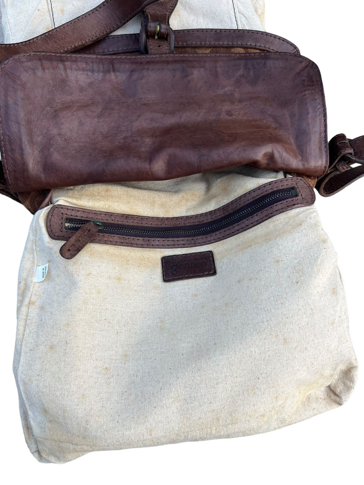 Japanese Brand Genten Japan Hybrid Canvas Leather Bag Size ONE SIZE - 23 Thumbnail
