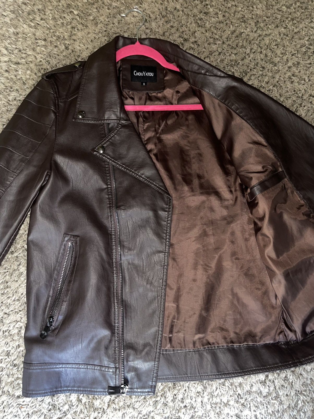 Vintage Brown Faux Leather Jacket Size US S / EU 44-46 / 1 - 2 Thumbnail