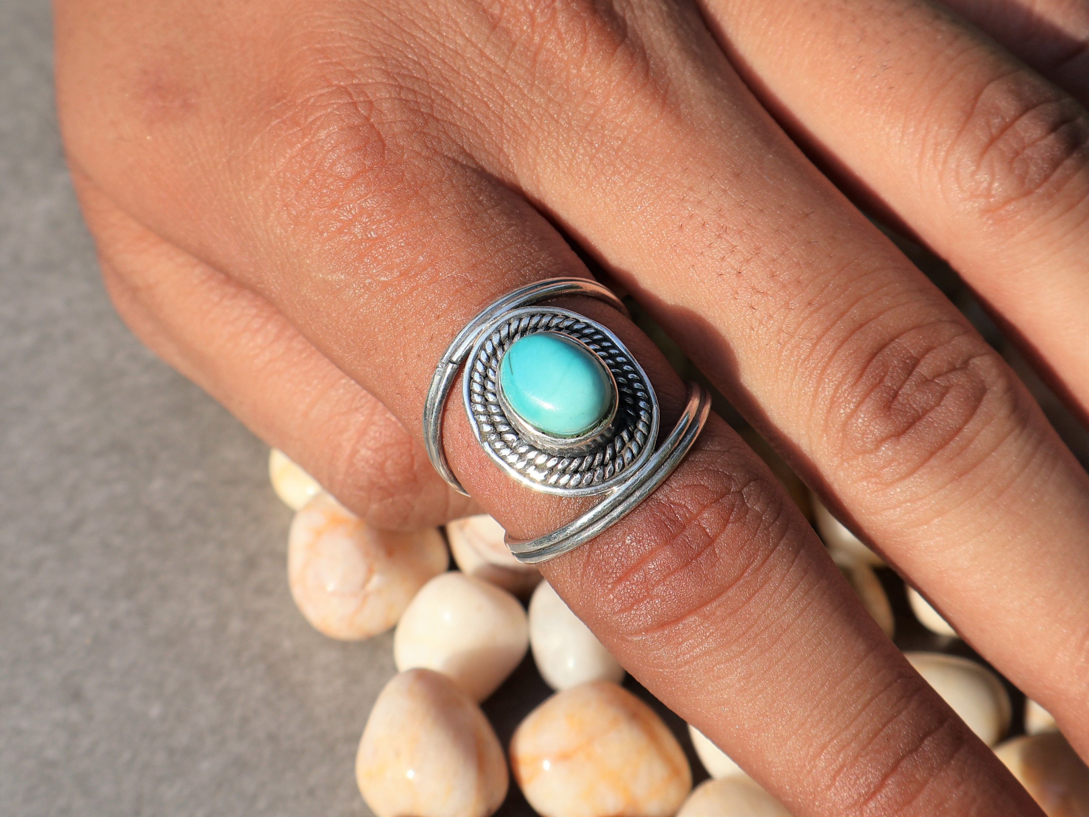 Handmade Natural Turquoise Ring, 925 Silver Handmade Unique Jewelry, Size ONE SIZE - 8 Thumbnail