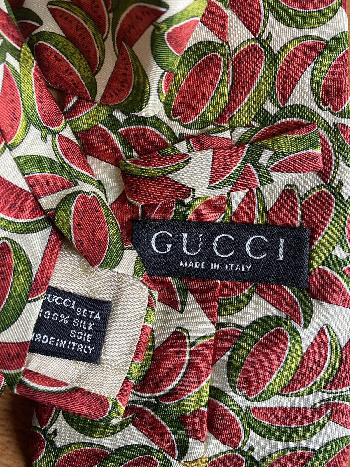 Gucci Gucci wartermelon printed silk tie Size ONE SIZE - 5 Thumbnail