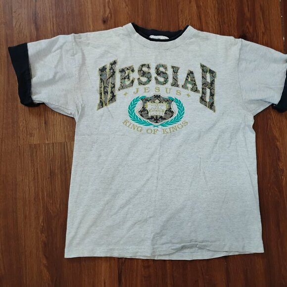 TEE JAYS Vintage Messiah Jesus King Of Kings Double Sleeve T-Shirt Size US L / EU 52-54 / 3 - 4 Thumbnail