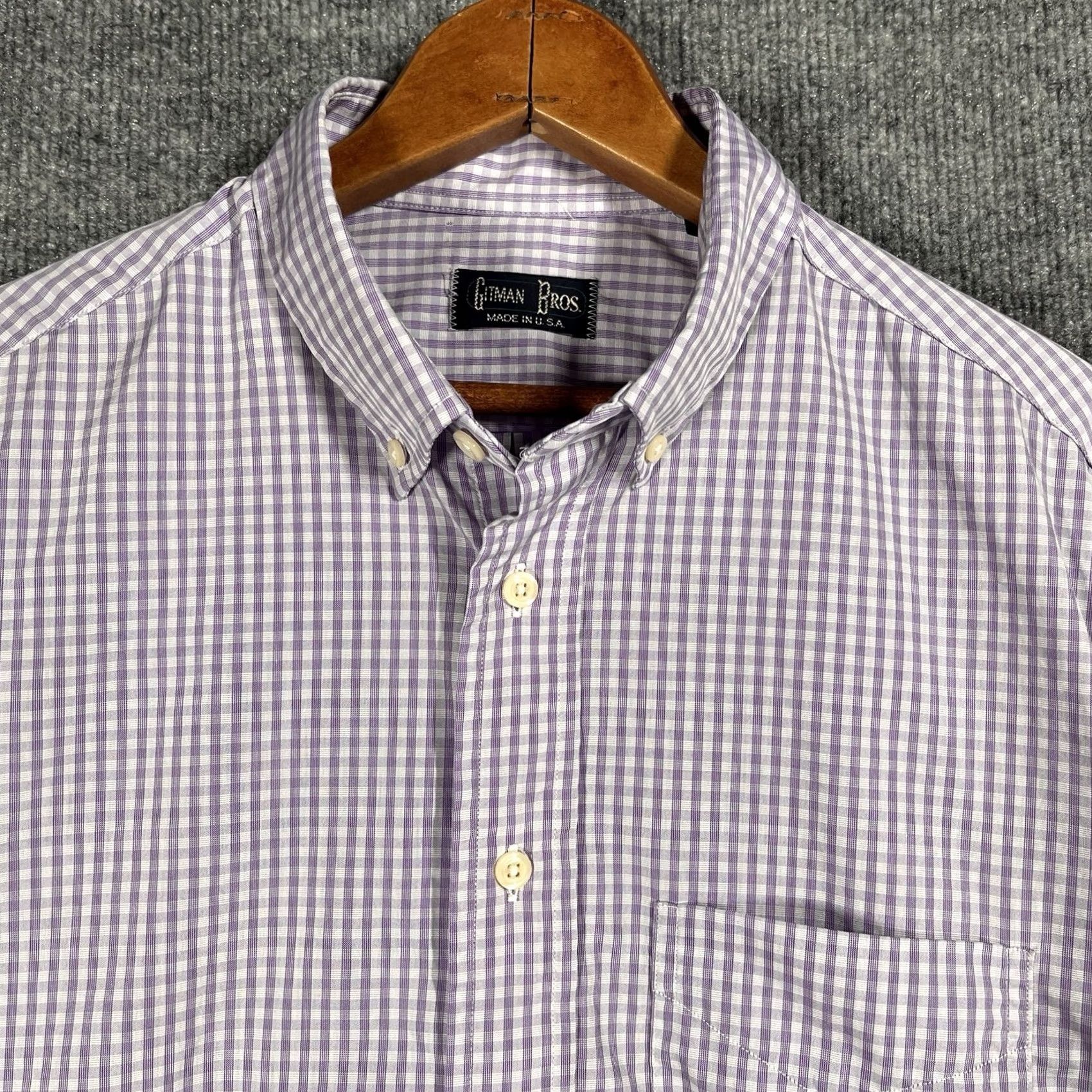 Vintage Vintage Gitman Bros. Shirt Mens Size Large Purple Plaid Check USA Button Down Size US L / EU 52-54 / 3 - 2 Thumbnail