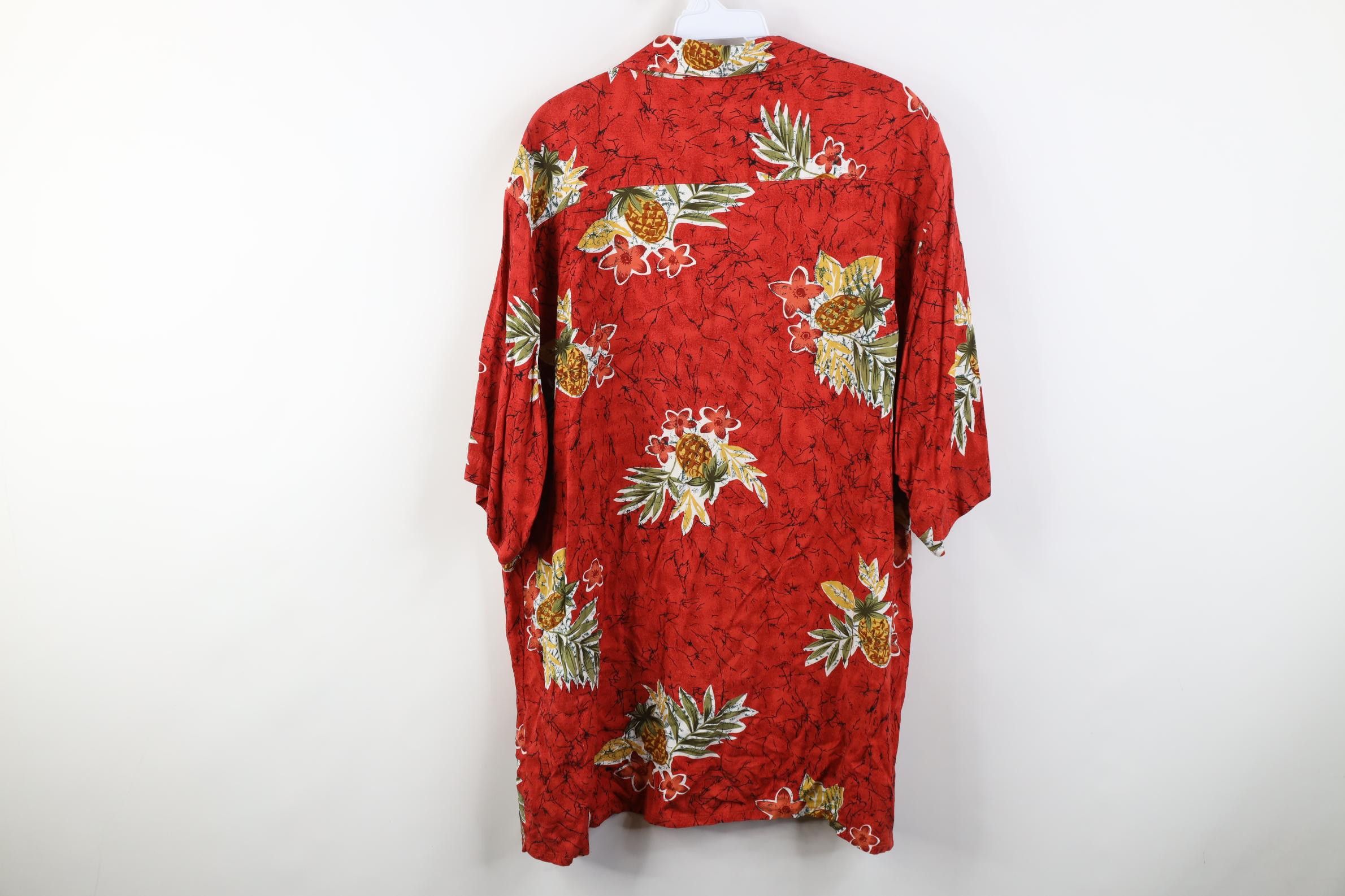 Vintage Vintage 90s Streetwear Gabardine Pineapple Flower Shirt Size US XL / EU 56 / 4 - 8 Thumbnail
