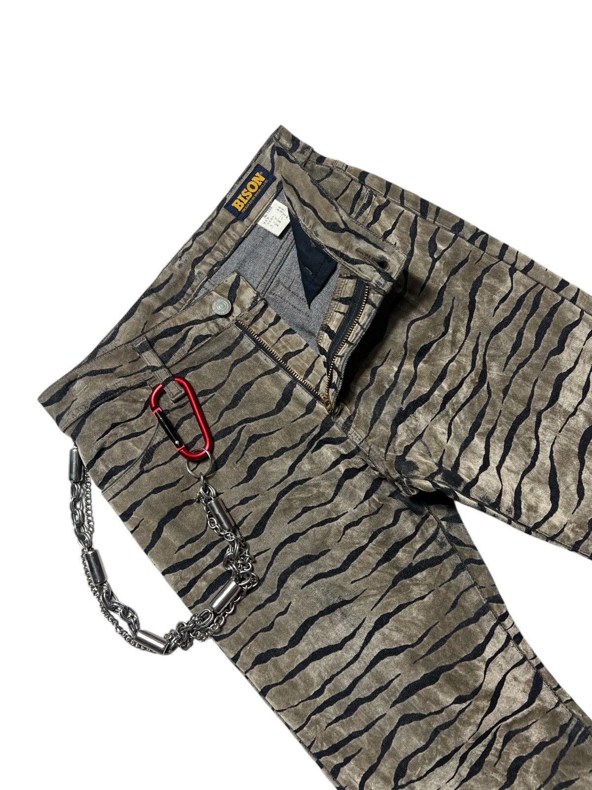 Japanese Brand Sick Vintage Bison Zebras Art Super Flared Pants Size US 28 / EU 44 - 4 Thumbnail